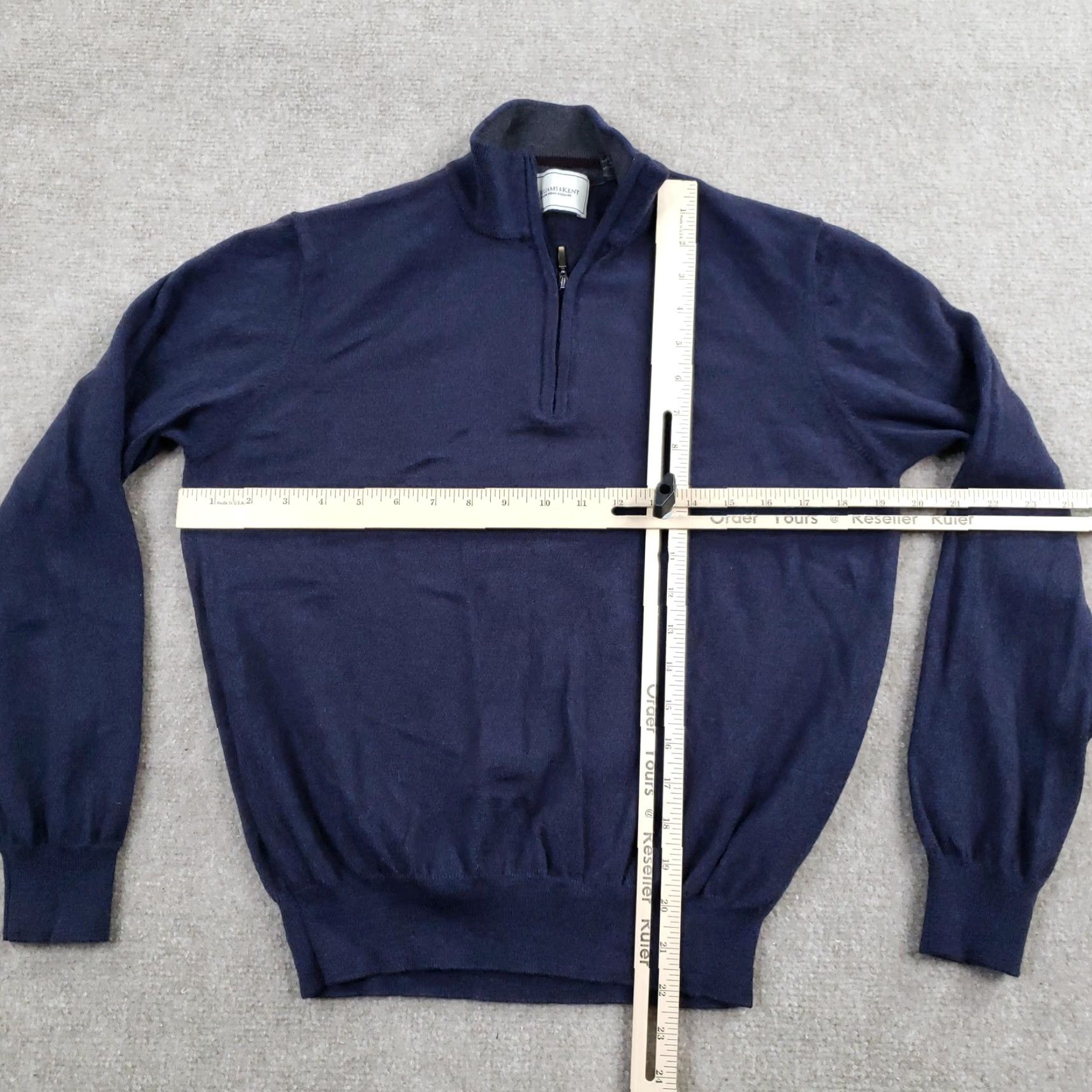 Vintage Williams & Kent Sweater Mens Medium Blue Merino Wool 1/4 Zip Mock Neck Pullover Size US M / EU 48-50 / 2 - 2 Thumbnail