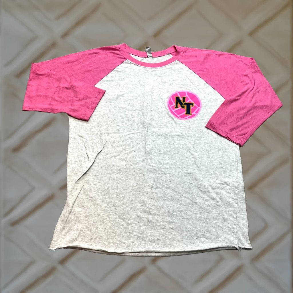 Next Level Next Level Shirt Adult Large Gray Pink Colorblock 3/4 Sleeve NT Volleyball Top Mens Womens Size US L / EU 52-54 / 3 - 1 Thumbnail