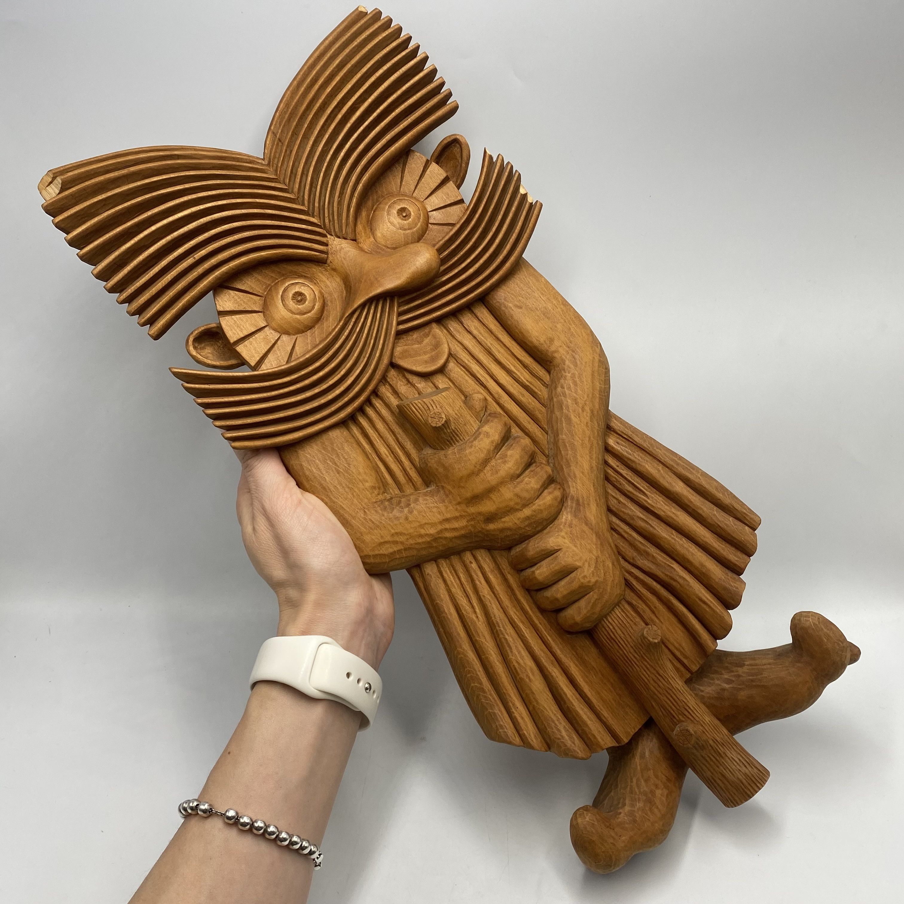 Vintage Hand Carved Wooden Figure Domovoi Wall Art Slavic Folk Art Size ONE SIZE - 9 Thumbnail