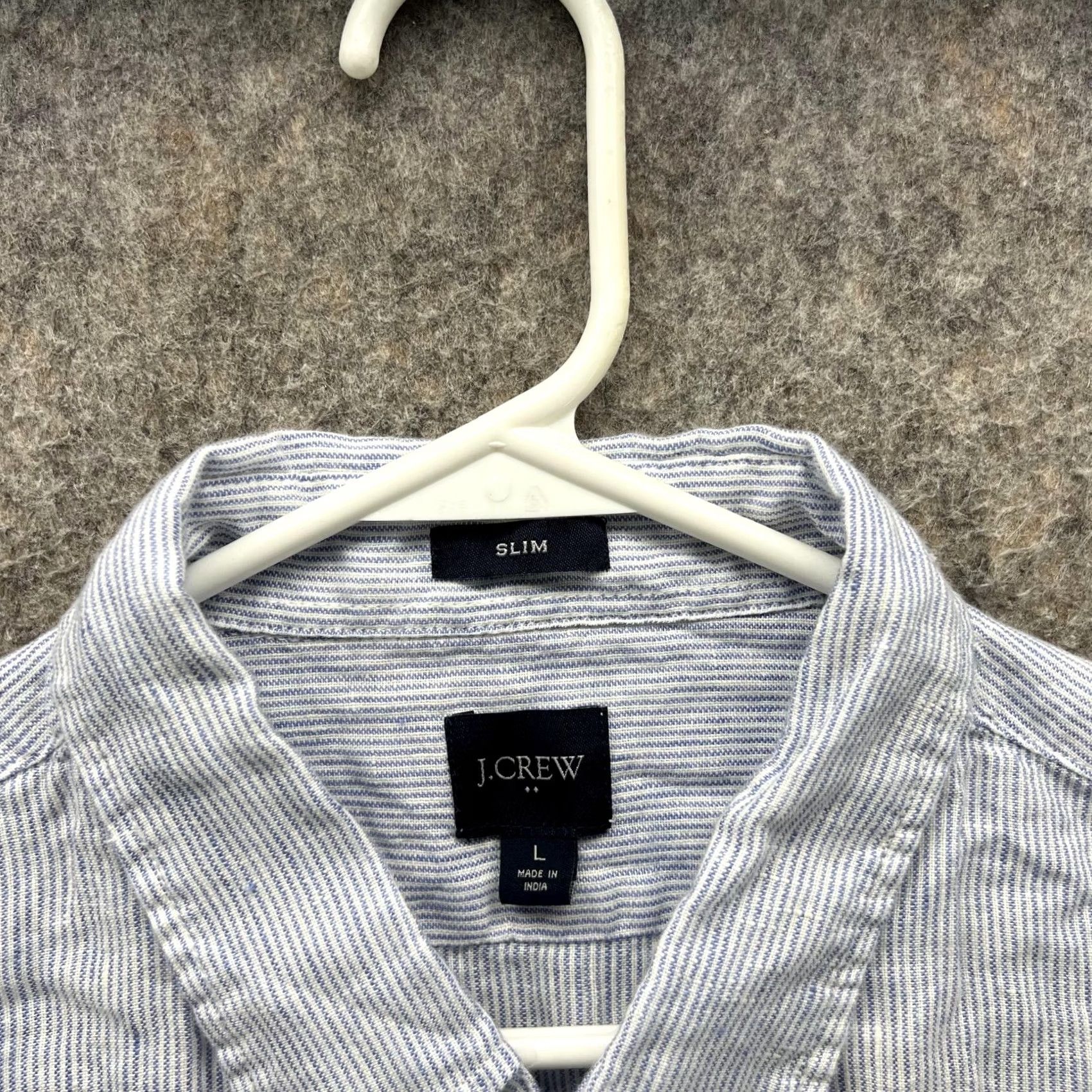 J.Crew J.CREW Shirt Men Large Adult Blue Seersucker Button-Down Slim Fit Striped Size US L / EU 52-54 / 3 - 5 Thumbnail