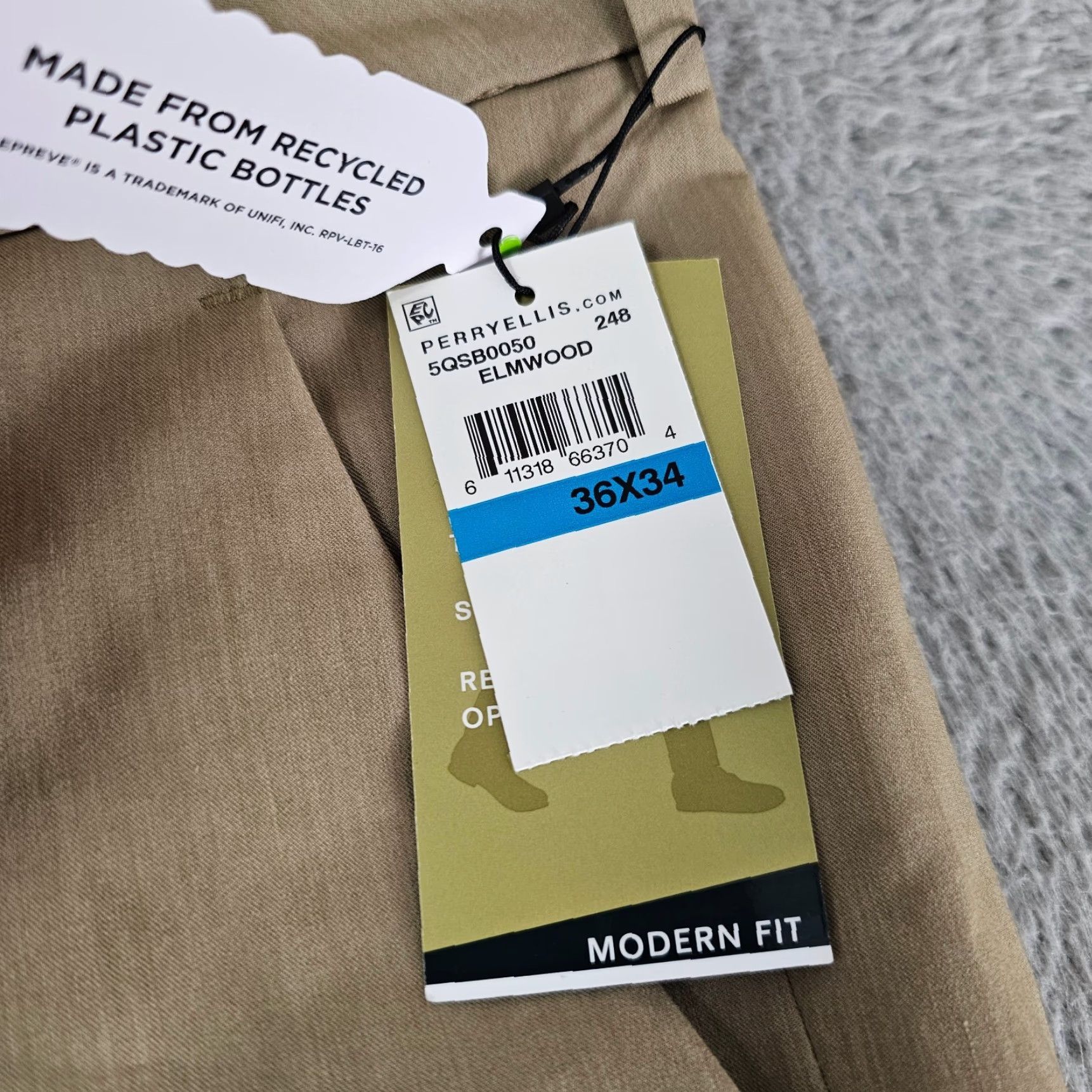 Perry Ellis Perry Ellis Dress Pants Mens 36x34 Khaki Modern Fit Comfort Trousers Slacks Size US 36 / EU 52 - 3 Thumbnail