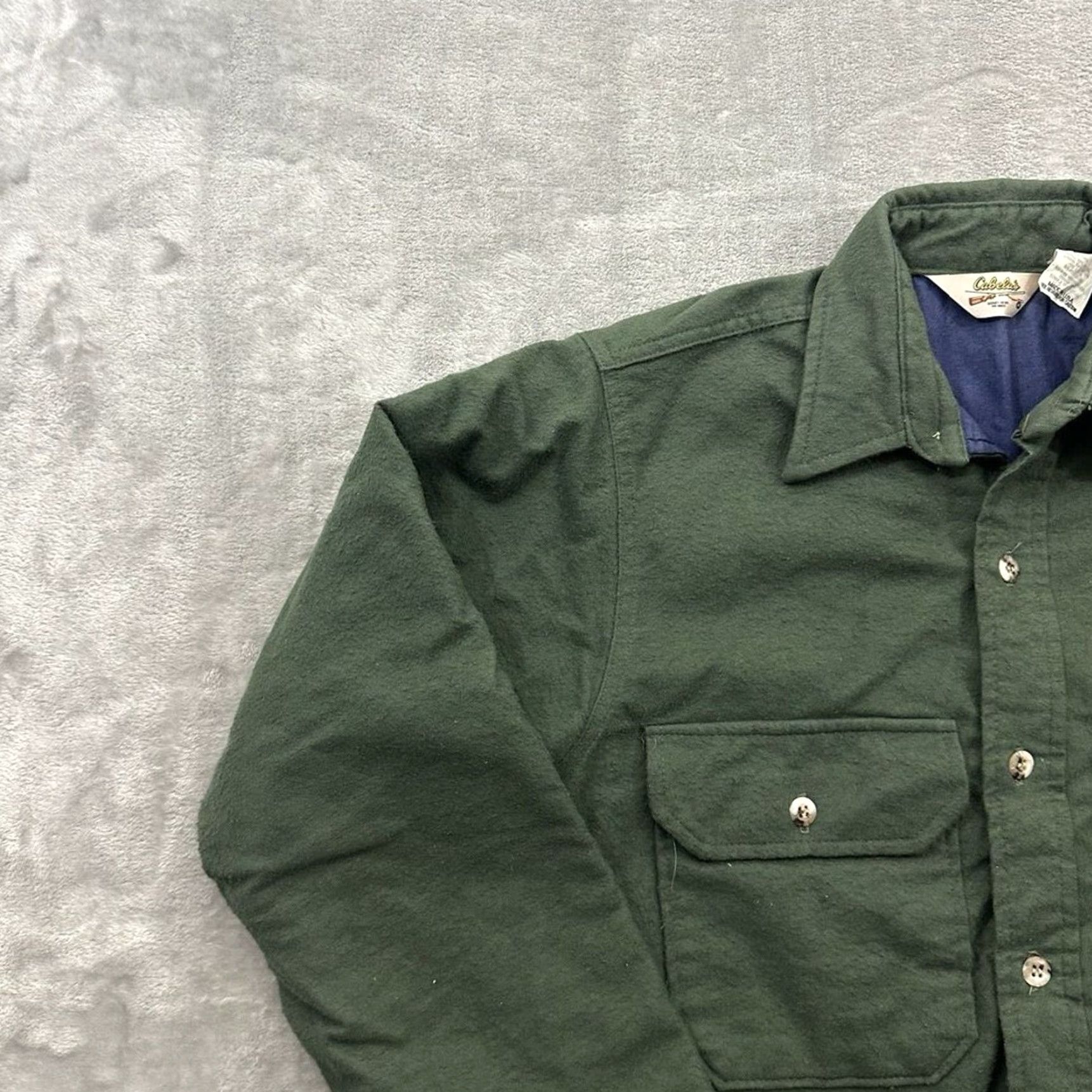 Vintage VINTAGE Cabela's Flannel Jacket Mens Small Green Insulated Lined Button Up Chore Quilted Cotton Jacket Men's S Green Size US S / EU 44-46 / 1 - 3 Thumbnail