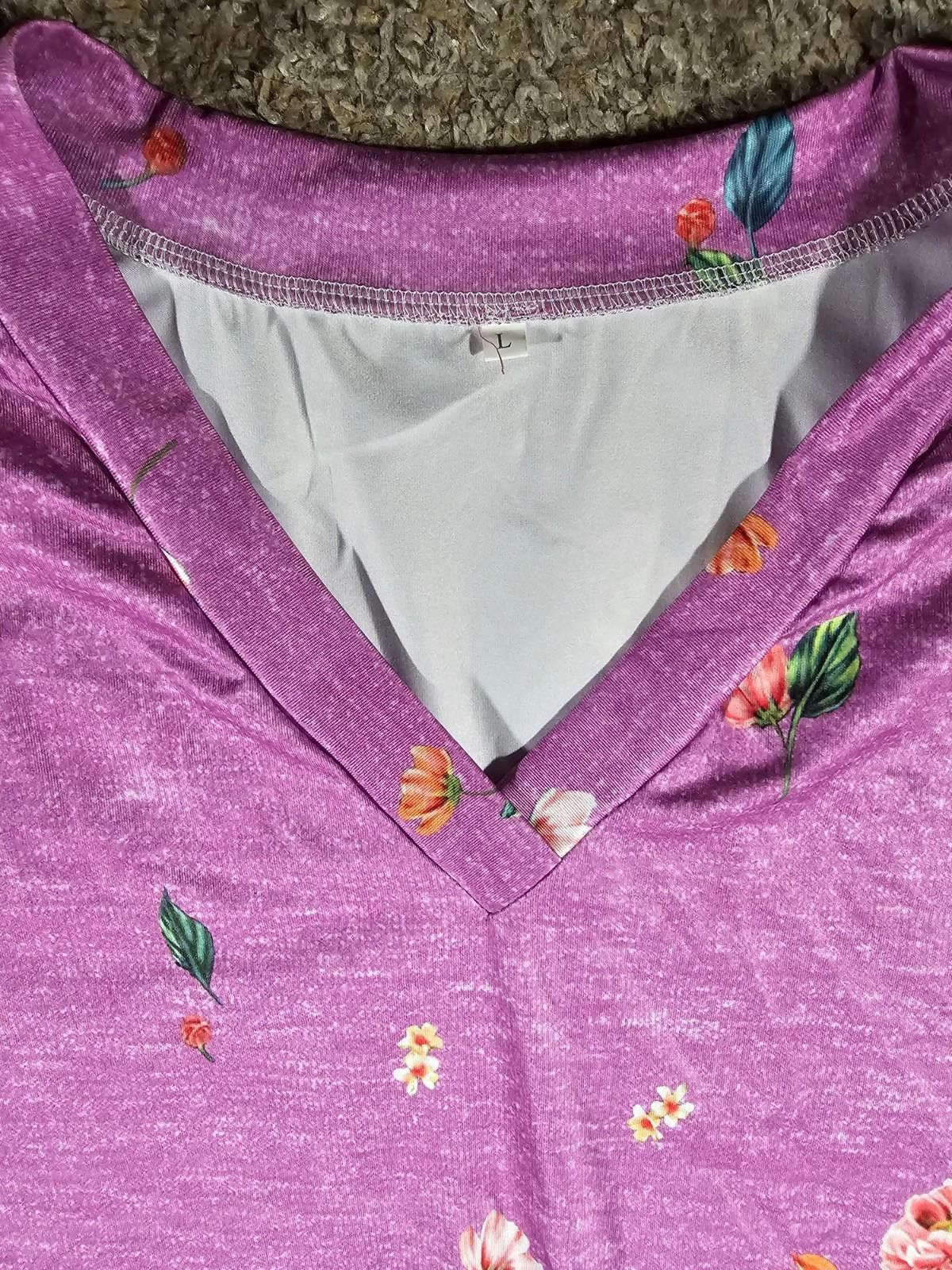 The Unbranded Brand Purple Floral Tank Top L Size L / US 10 / IT 46 - 2 Thumbnail