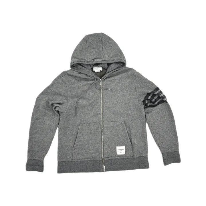 Thom Browne Thom Browne Classic Gray Hoodie with Stripes -2507 Size US M / EU 48-50 / 2 - 8 Thumbnail