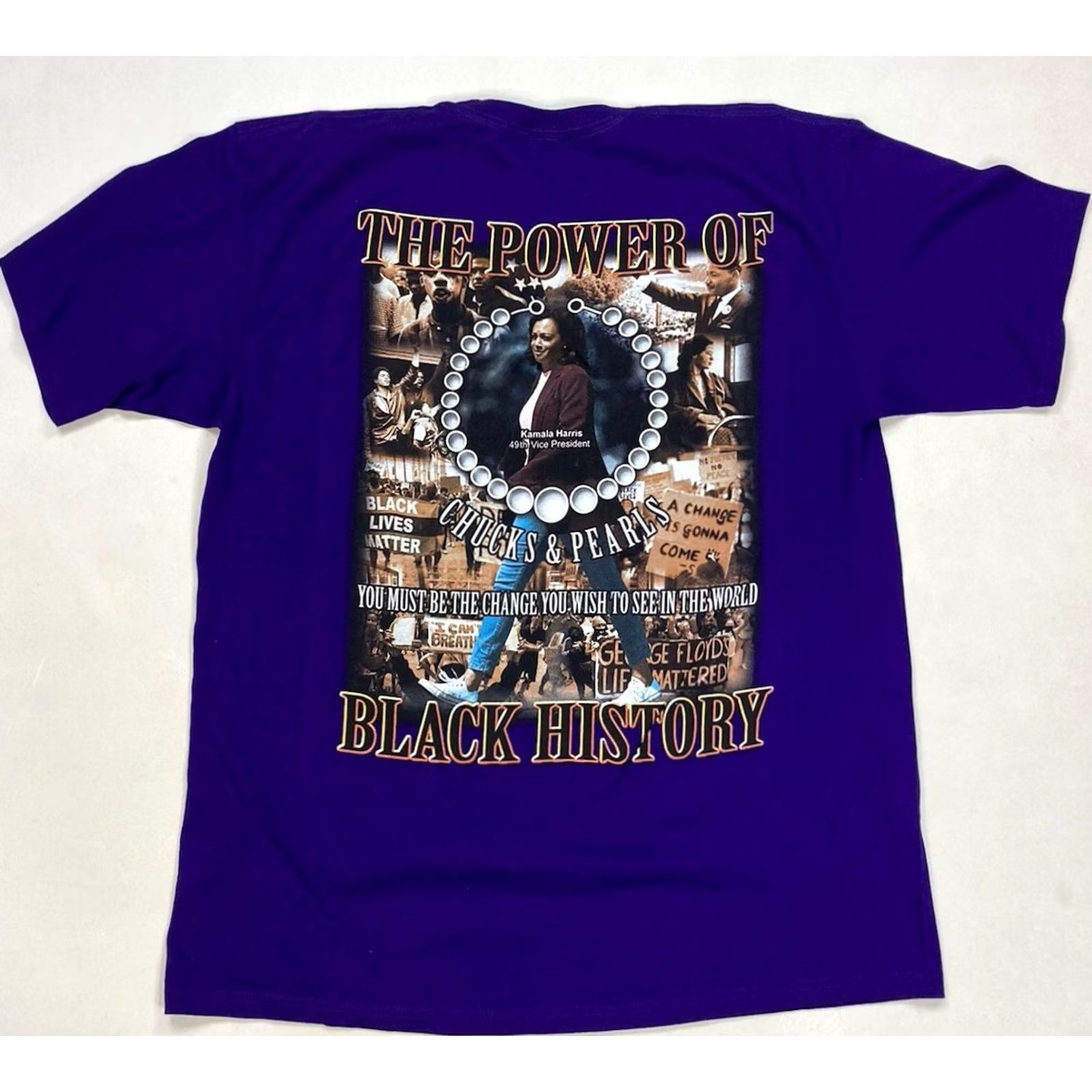 Gildan VINTAGE Black History Making Dreams Happen Graphic T-shirt Men XL Purple Short Sleeve Size US XL / EU 56 / 4 - 3 Thumbnail
