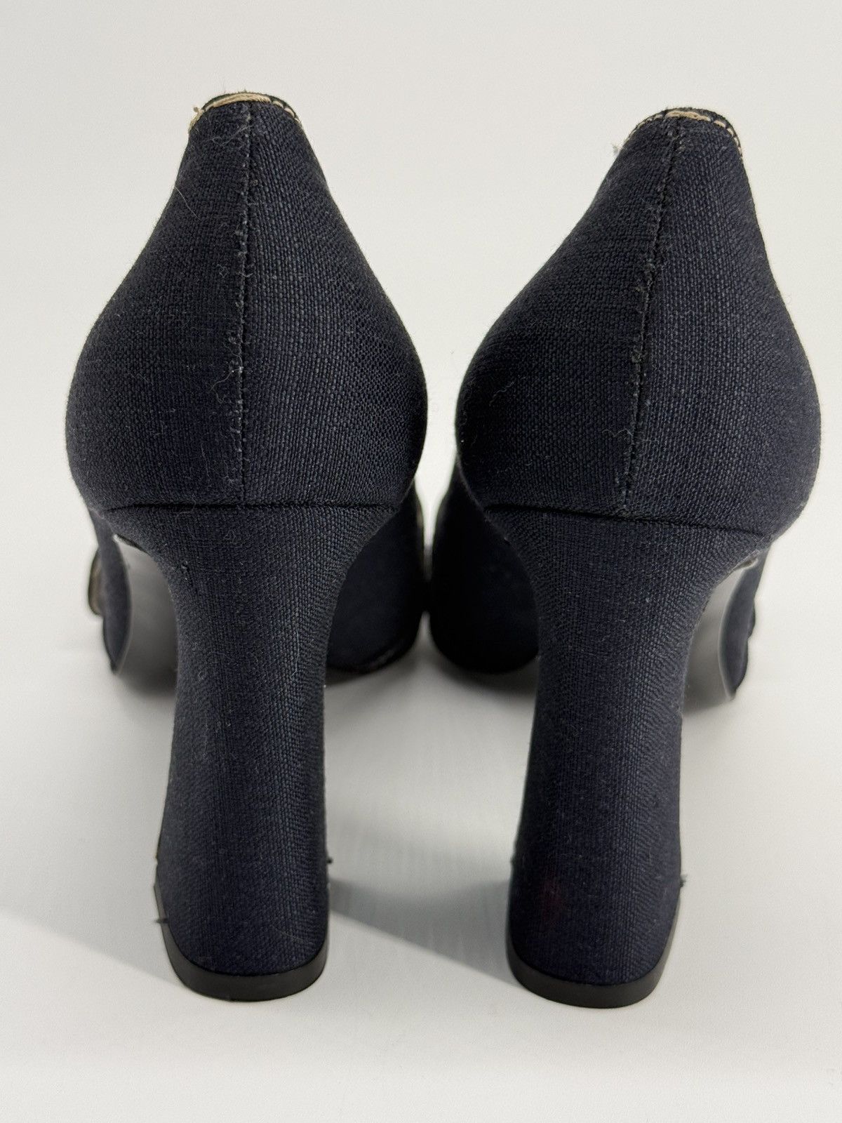 Prada Prada Navy Denim like chunky heels with buckle size 37 1/2 Size US 8 / IT 38 - 2 Thumbnail