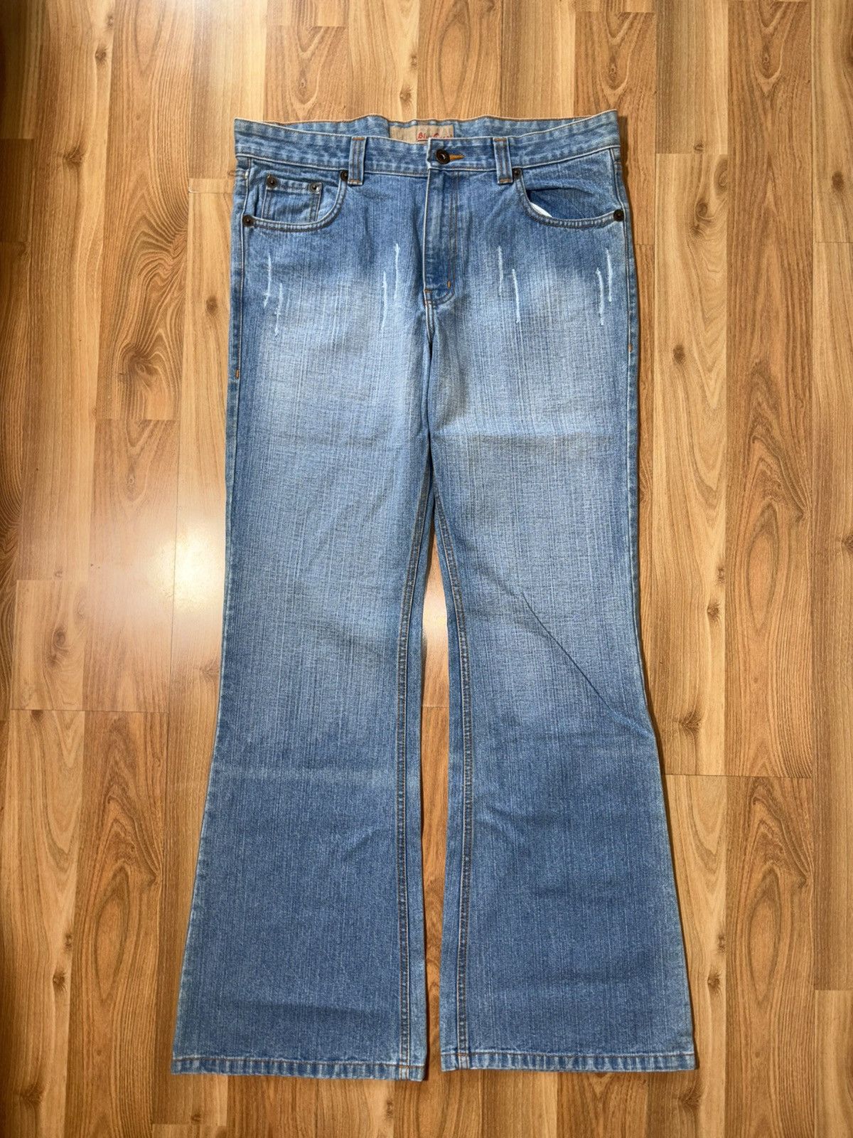 Japanese Brand VTG 2000’s Blue Coral Y2K Flare Jeans –Crossover Back Detail Size US 38 / EU 54 - 2 Thumbnail