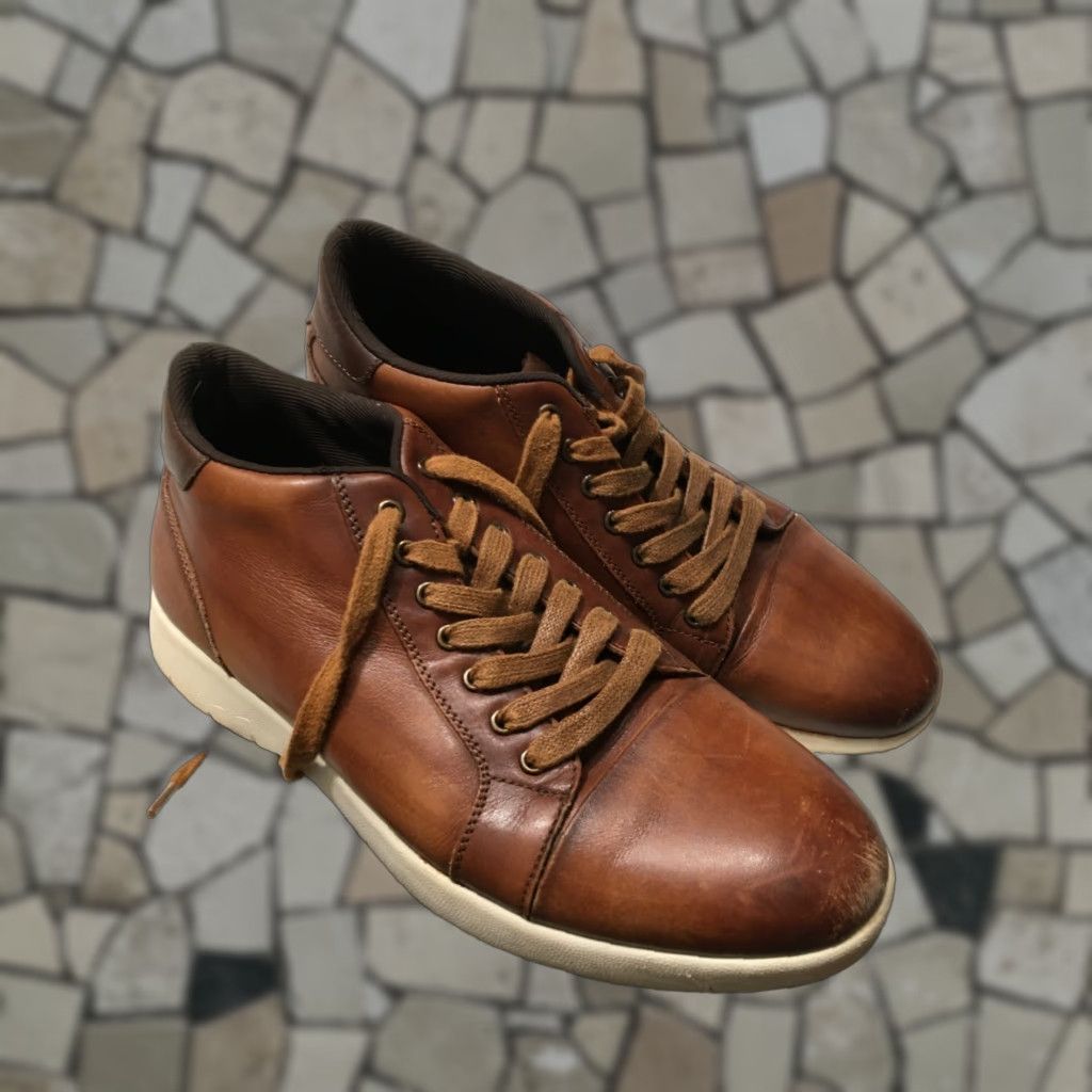 Stacy Adams Stacy Adams Harlow Mid Lace Up Sneaker Dress Shoe Mens 8.5 Cognac Brown Leather Oxford Cap Toe Vintage No Size US 9 / EU 42 - 1 Thumbnail