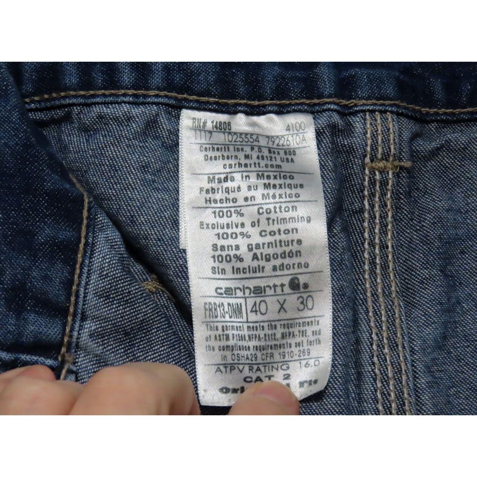 Carhartt Carhartt FR Jeans Mens 40x23 Denim Cargo Pocket Work Pants Straight 23 Inseam Blue Regular Mens Size US 40 / EU 56 - 6 Thumbnail