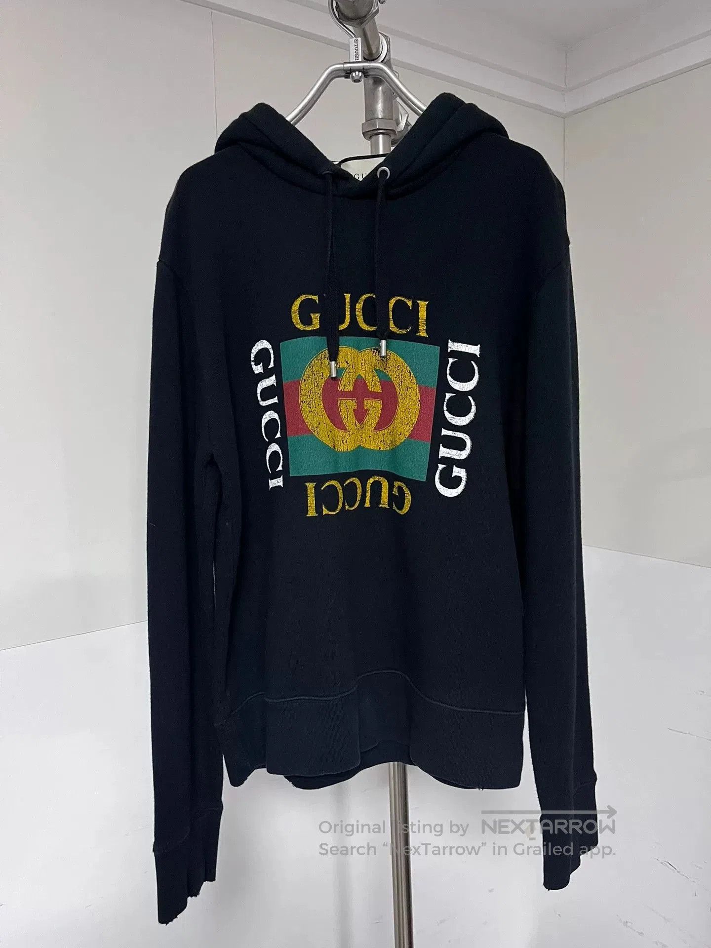 Gucci Gucci Black Square Distressed Hoodie S. Size US S / EU 44-46 / 1 - 1 Thumbnail