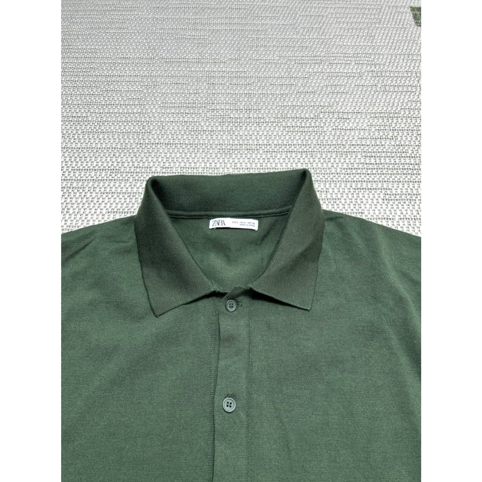 Zara Zara Shirt Mens Large Green Knit Button-Up Casual Workwear Modern Classic Preppy Size US L / EU 52-54 / 3 - 3 Thumbnail
