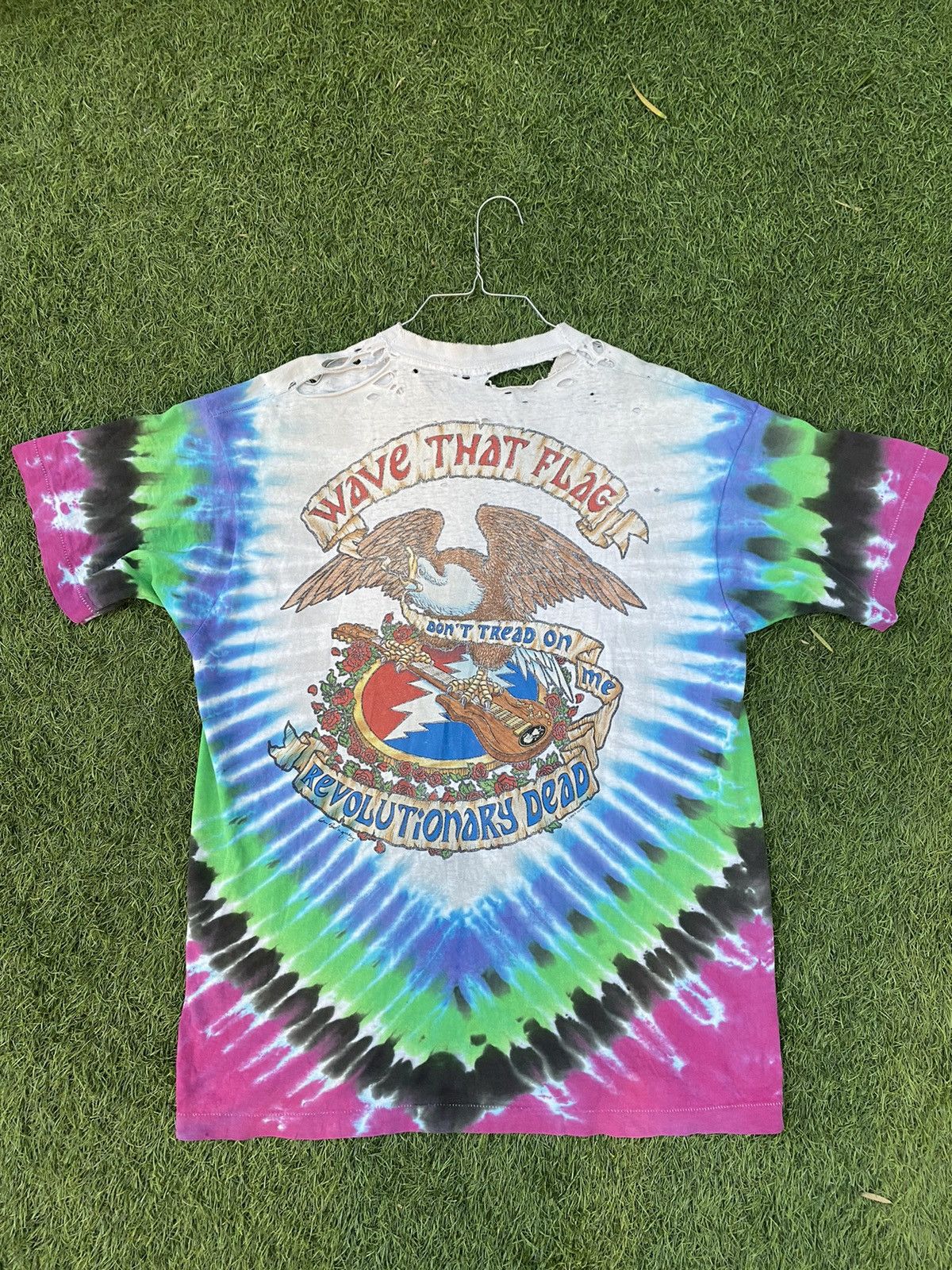 Band Tees VTG 1993 WAVE THAT FLAG GRATEFUL DEAD TIE-DYE SHIRT Size US XL / EU 56 / 4 - 2 Thumbnail
