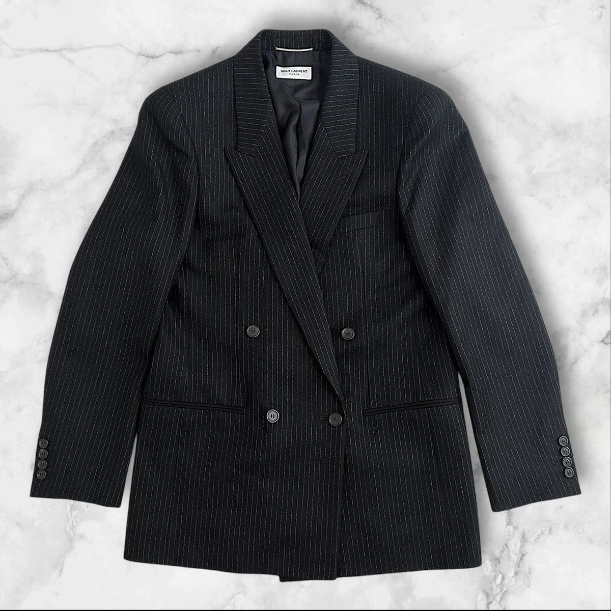 Saint Laurent Paris Saint Laurent Wool Pinstripe Blazer Size 42R - 1 Thumbnail