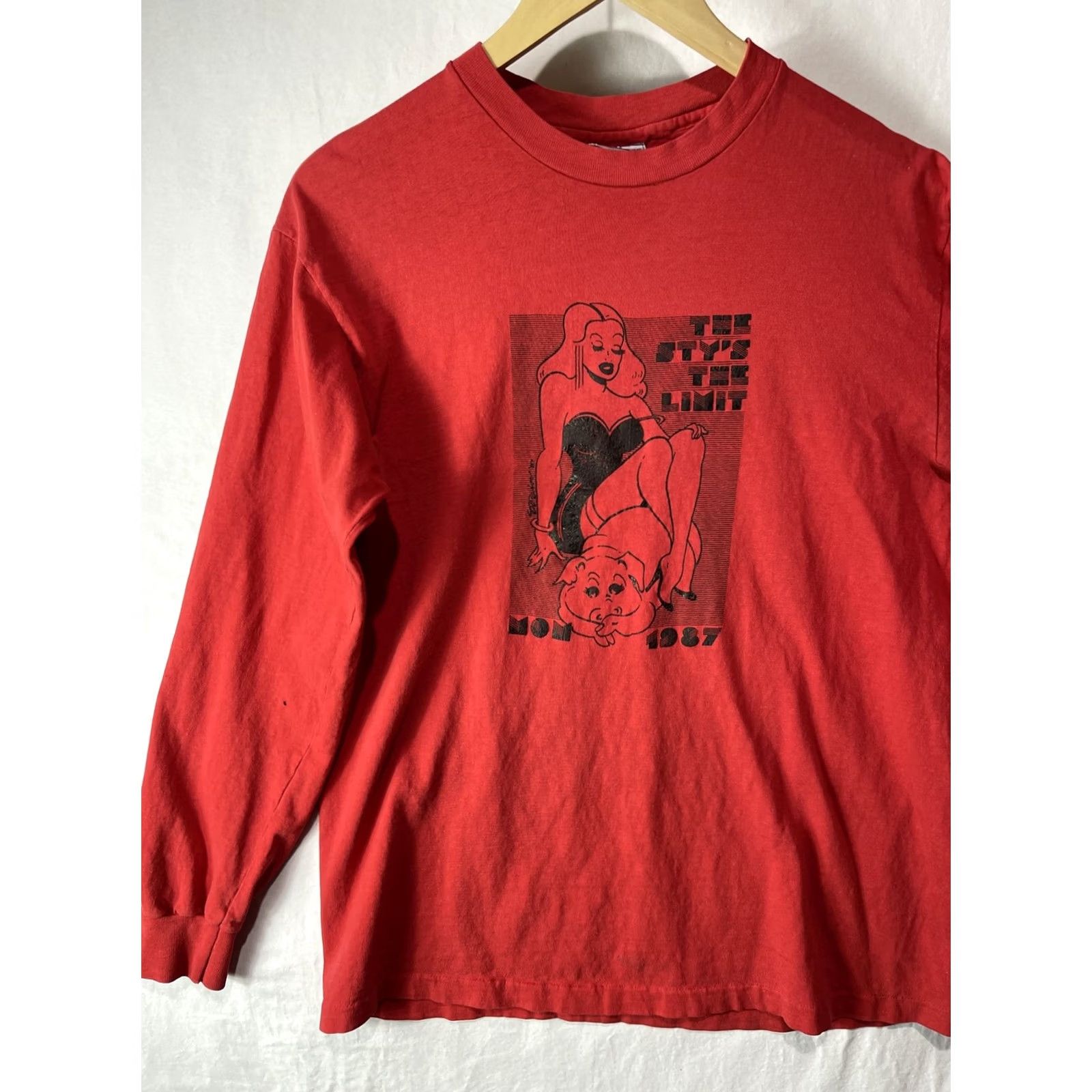 Hanes VINTAGE Hanes The Sty’s The Limit T-Shirt Mens Long Sleeve L Red USA Logo 80s Classic Size US L / EU 52-54 / 3 - 2 Thumbnail