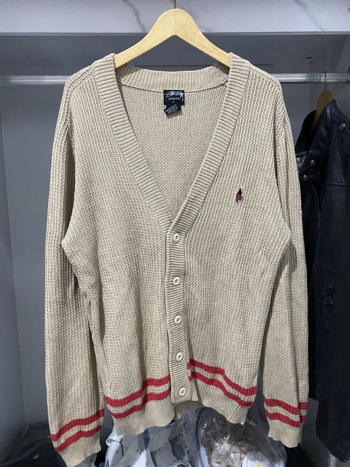 Stussy 💸BINDINGOFFER💸Stussy Vespa Logo Cardigan Knitted Rare Size US L / EU 52-54 / 3 - 1 Thumbnail