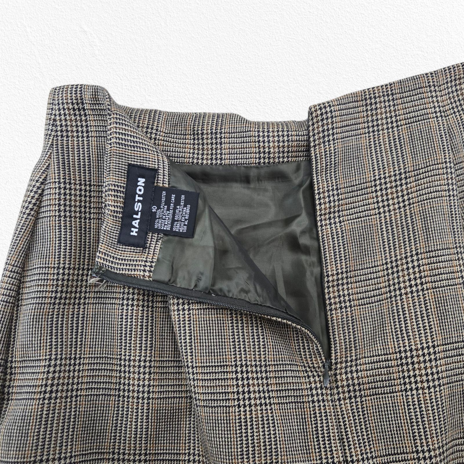 Halston Halston Glen Check Wool Plaid Straight A-Line Skirt Size 10 Size 32" / US 10 / IT 46 - 7 Thumbnail