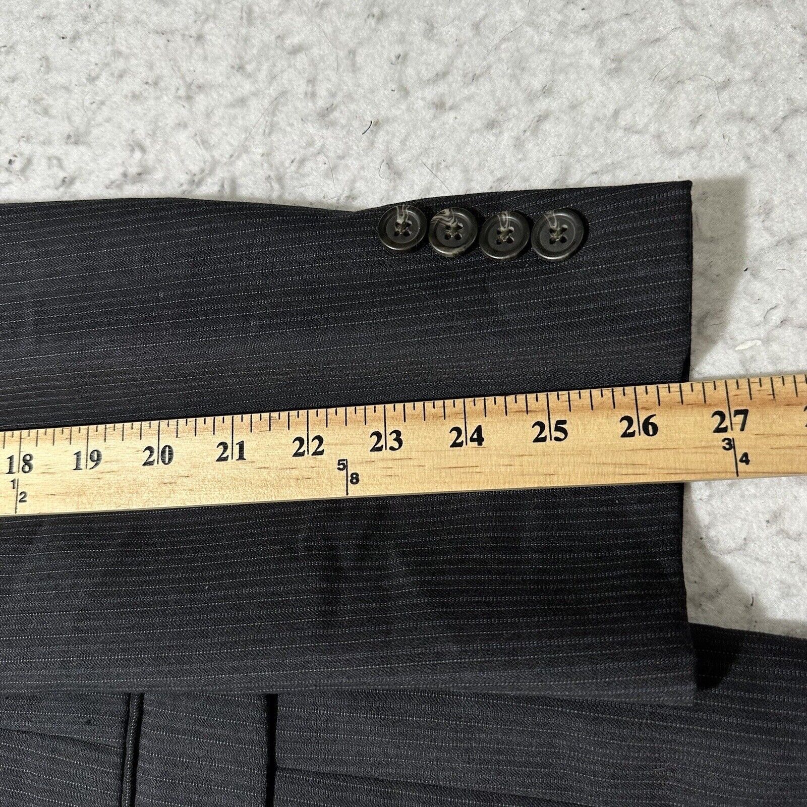 Chaps Chaps Wool Blend Suit Jacket Dark Gray Striped Coat 48L Size 48L - 12 Thumbnail