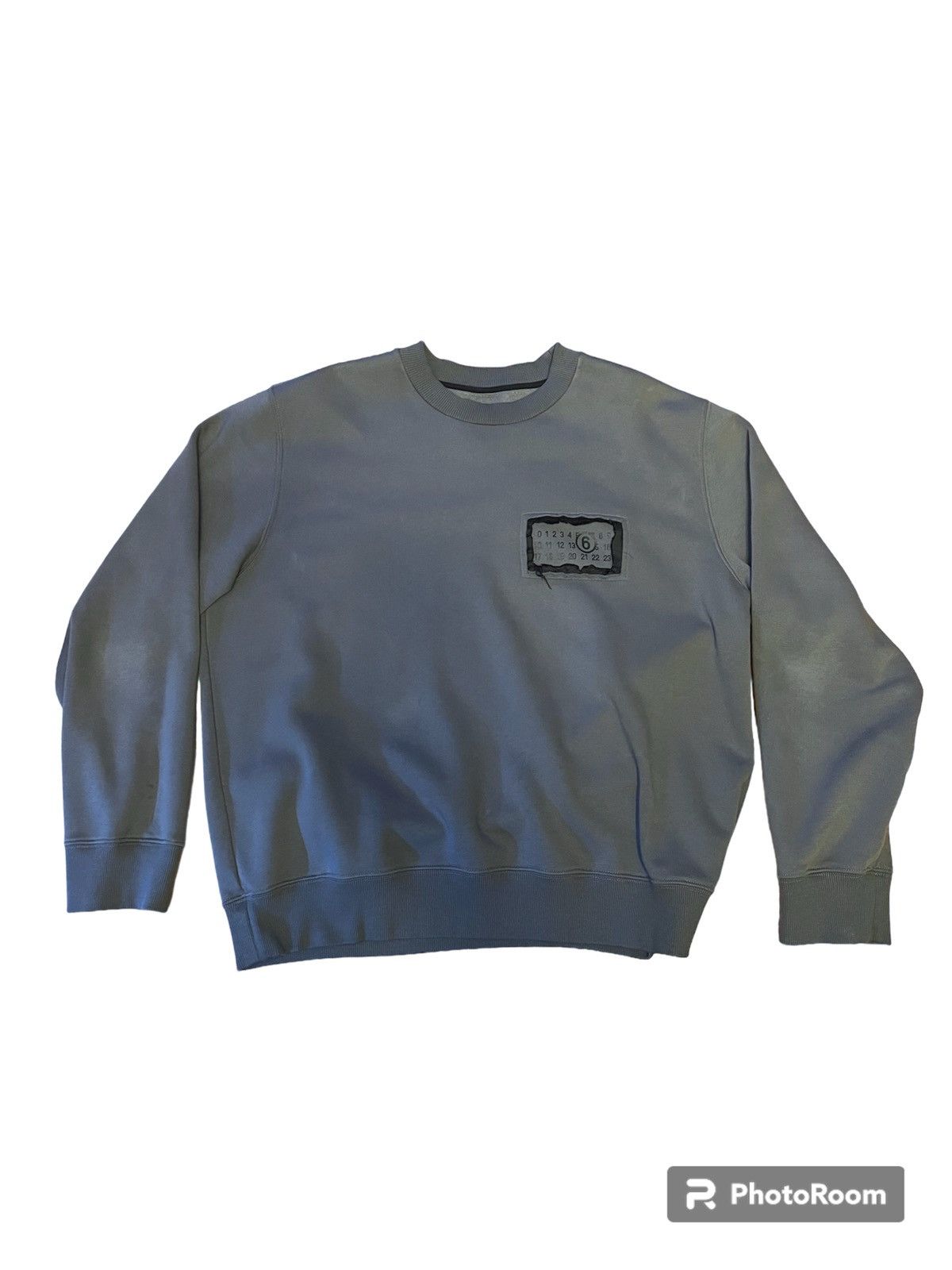image of Maison Margiela Distressed Logo Crewneck in Grey, Men's (Size Large)