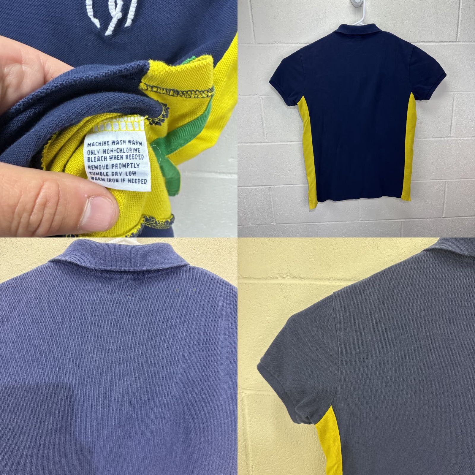 Polo Ralph Lauren VINTAGE Polo Ralph Lauren Men's Polo Shirt Classic Fit Short Sleeve Navy Blue Yellow Big Pony Logo GOLF Casual Size US M / EU 48-50 / 2 - 8 Thumbnail