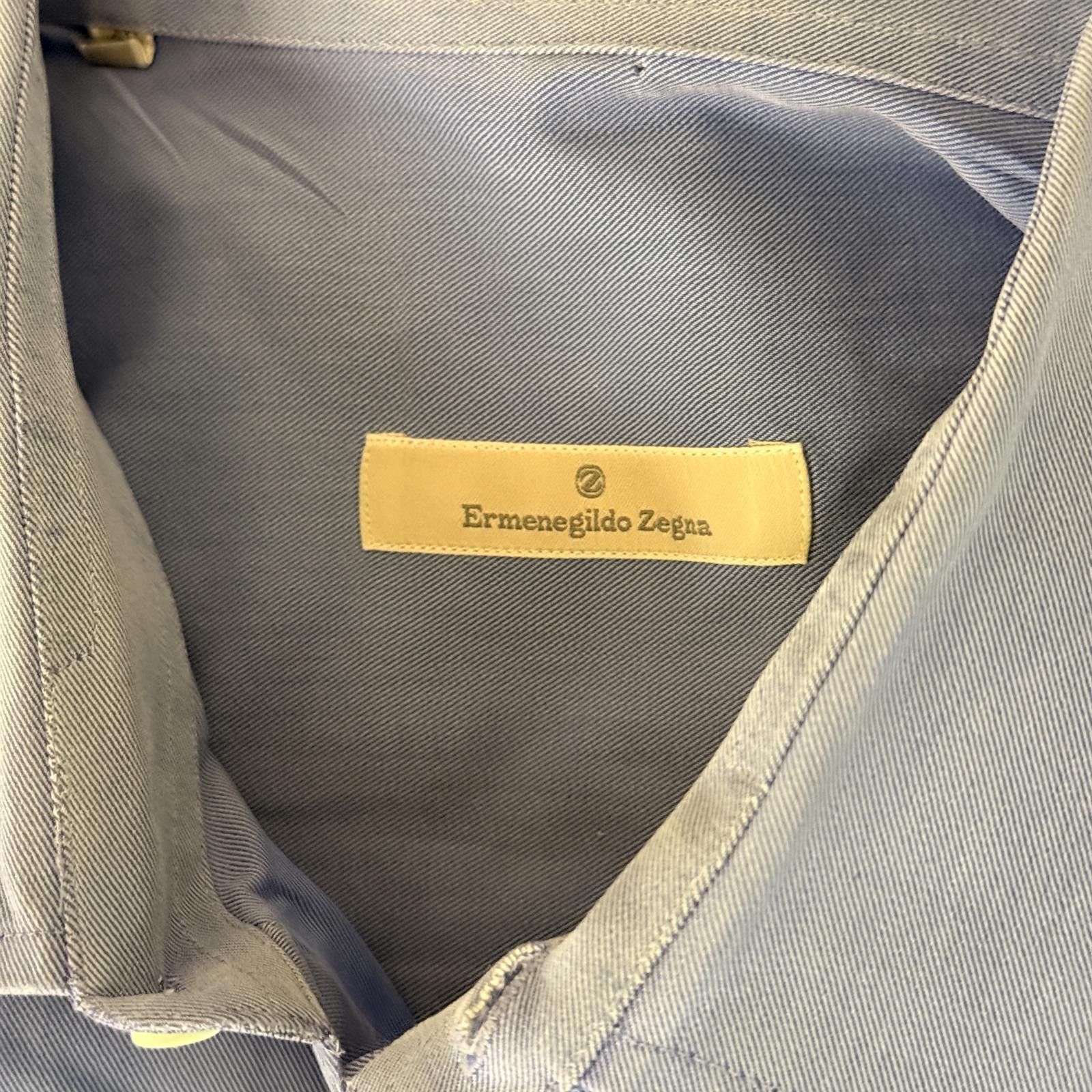 Ermenegildo Zegna Ermenegildo Zegna Light Blue Dress Shirt Long Sleeve 18 / 40 Size 48R - 5 Thumbnail