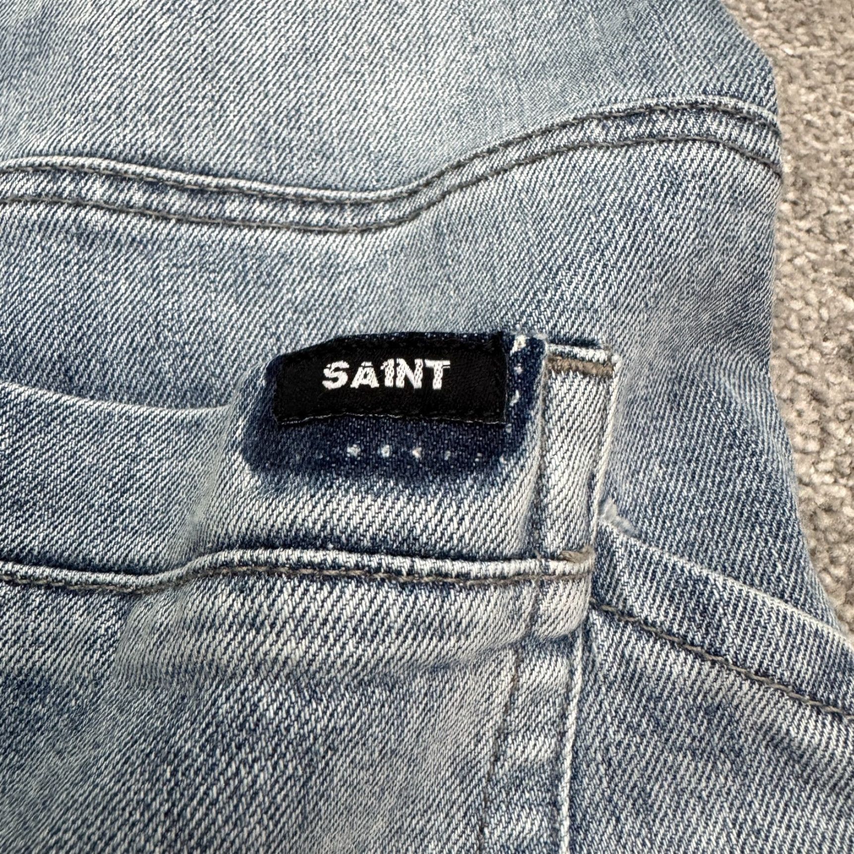 Denime Saint Jeans Jogger Denim Mens 28 Blue Light Wash Streetwear Biker Motorcycle USA Tailored Regular Fit Adult Men Size US 28 / EU 44 - 3 Thumbnail