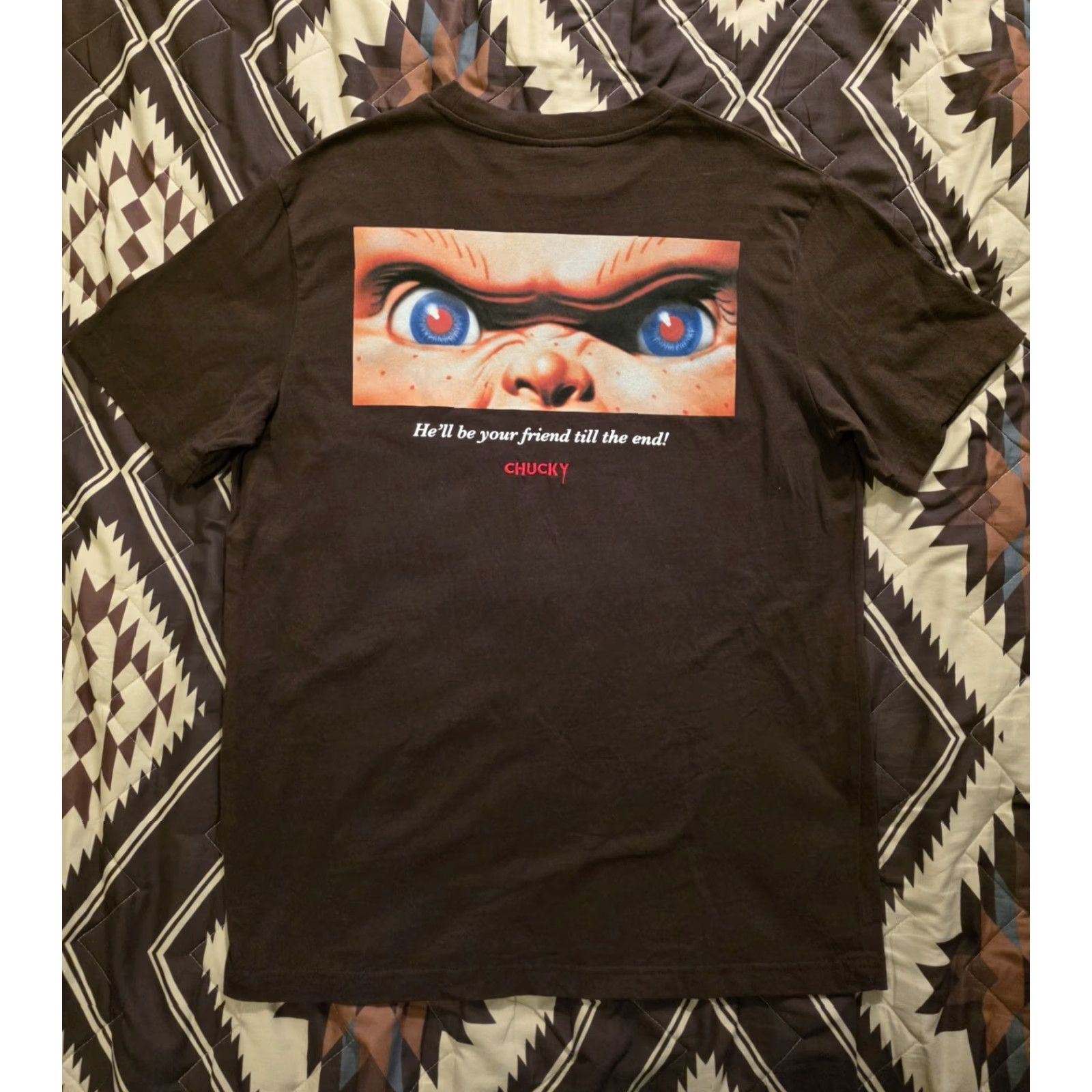 Palace VINTAGE Chucky X Shoe Palace T-Shirt Brown Mens L Double-Sided Halloween Horror Graphic Print Crew Neck Short Sleeve Size US L / EU 52-54 / 3 - 2 Thumbnail