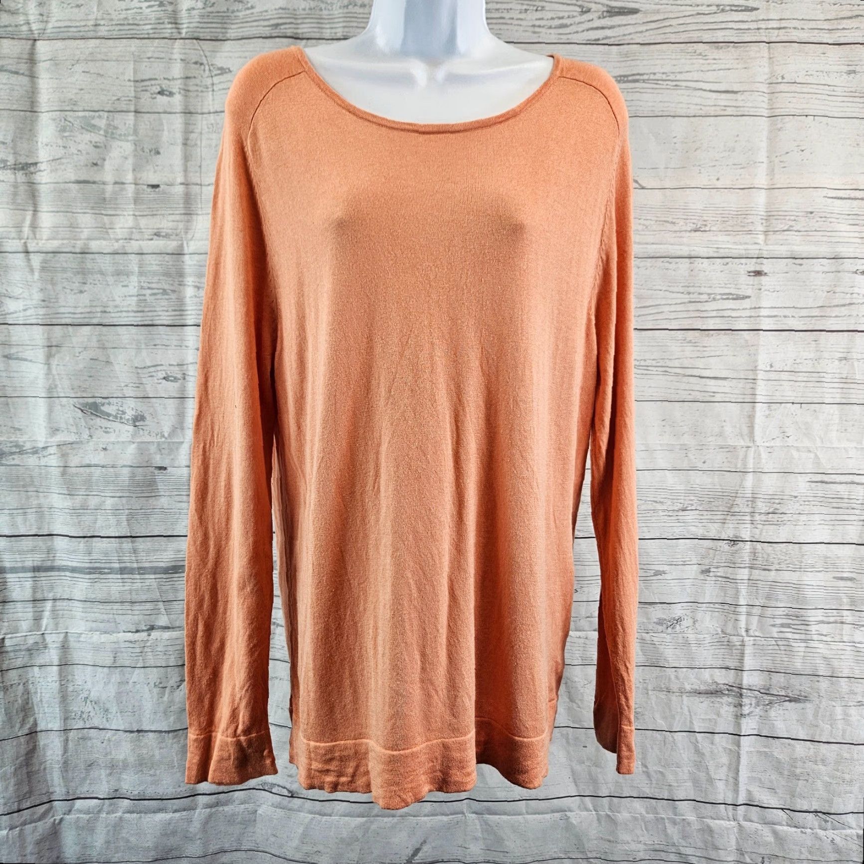 Soft Surroundings Soft Surroundings Womens Go Lively Button Back Sweater Large Orange Pullover Knit Long Sleeve Round Neck Button Size L / US 10 / IT 46 - 2 Thumbnail