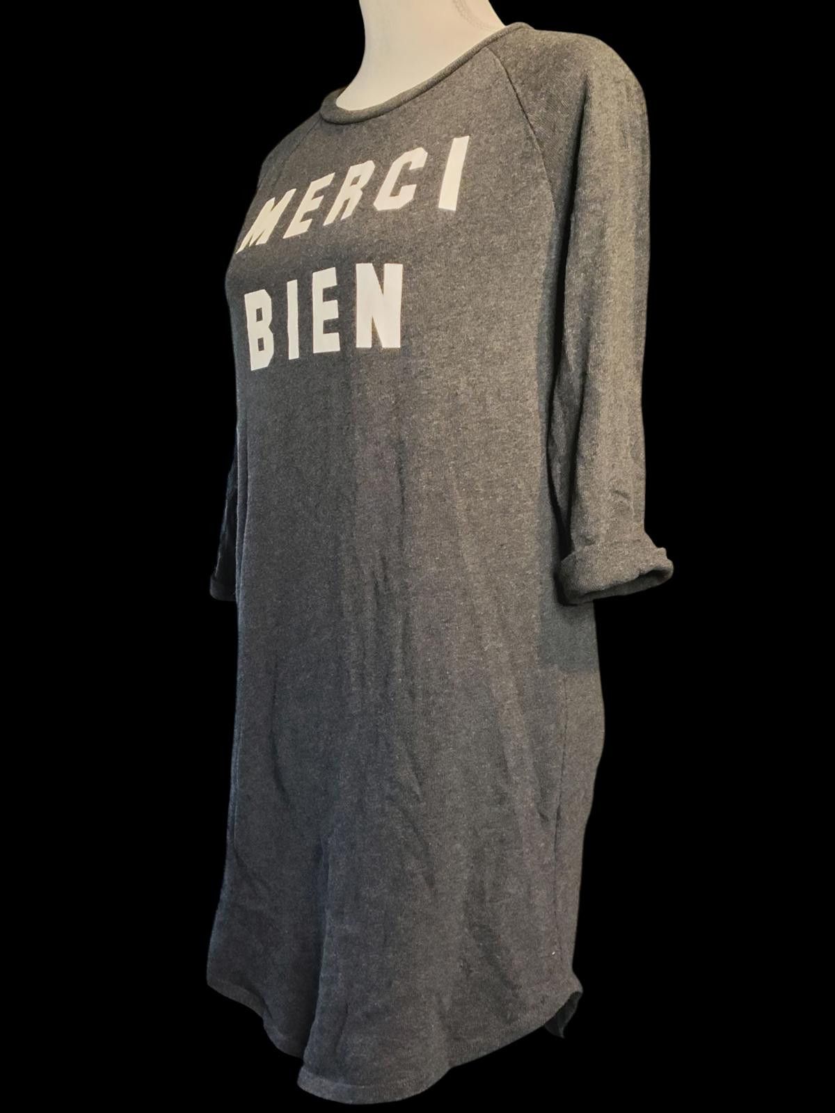 Forever 21 Forever 21 Grey Long Sleeve Dress with 'MERCI BIEN' Print Size S / US 4 / IT 40 - 5 Thumbnail