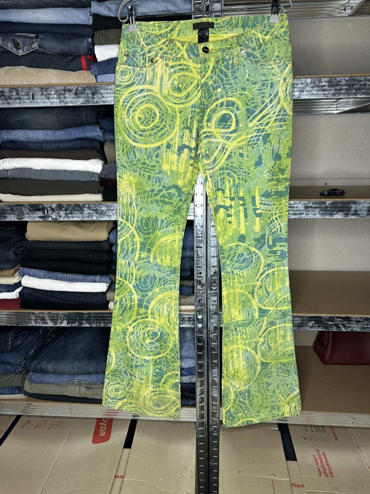 Custo Barcelona Bootcut Abstract Print Flared Pants Y2K Art