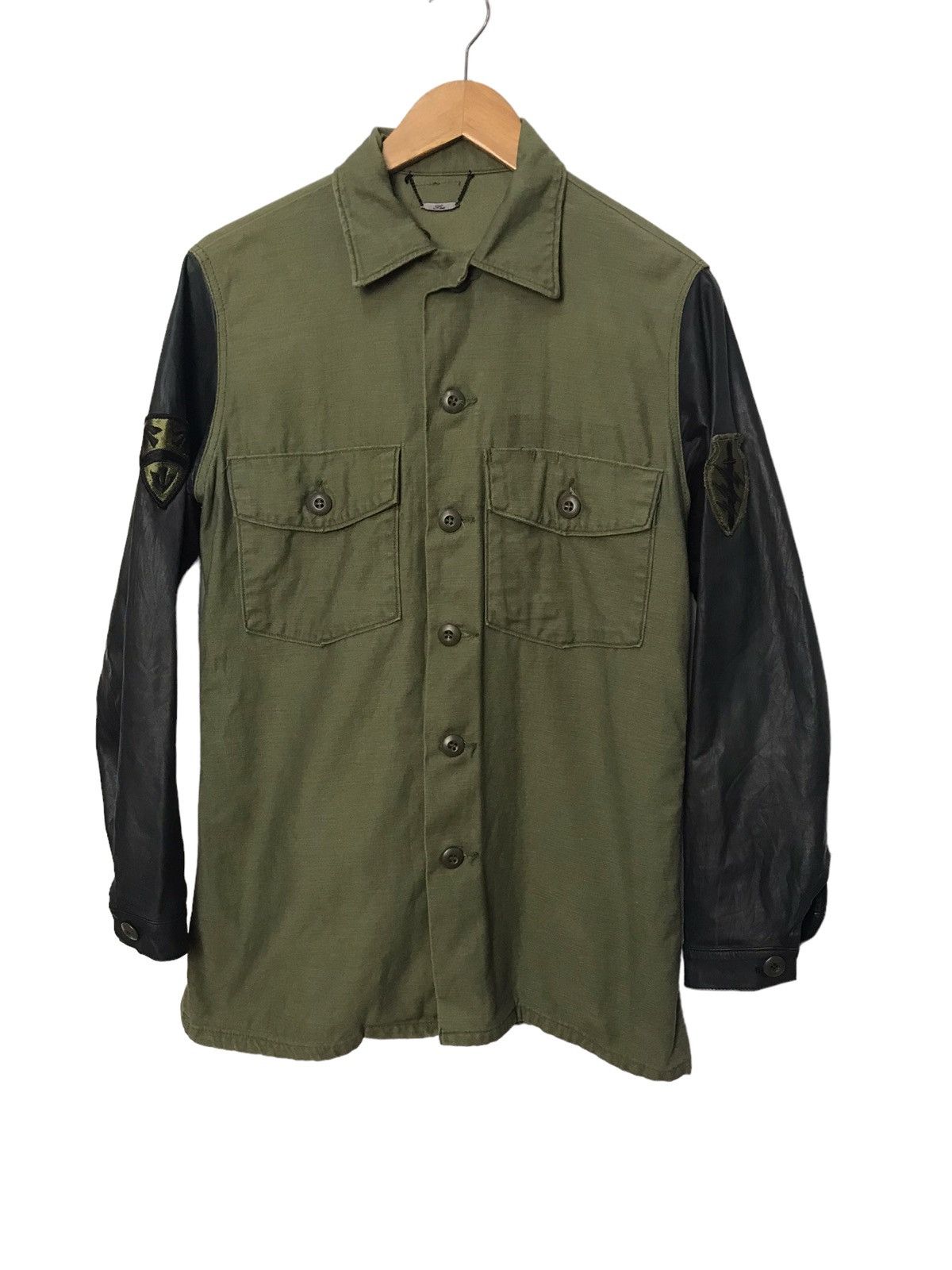 image of Military x Vintage Pieces Japanese Leather Sleeve in Green, Men's (Size Small)
