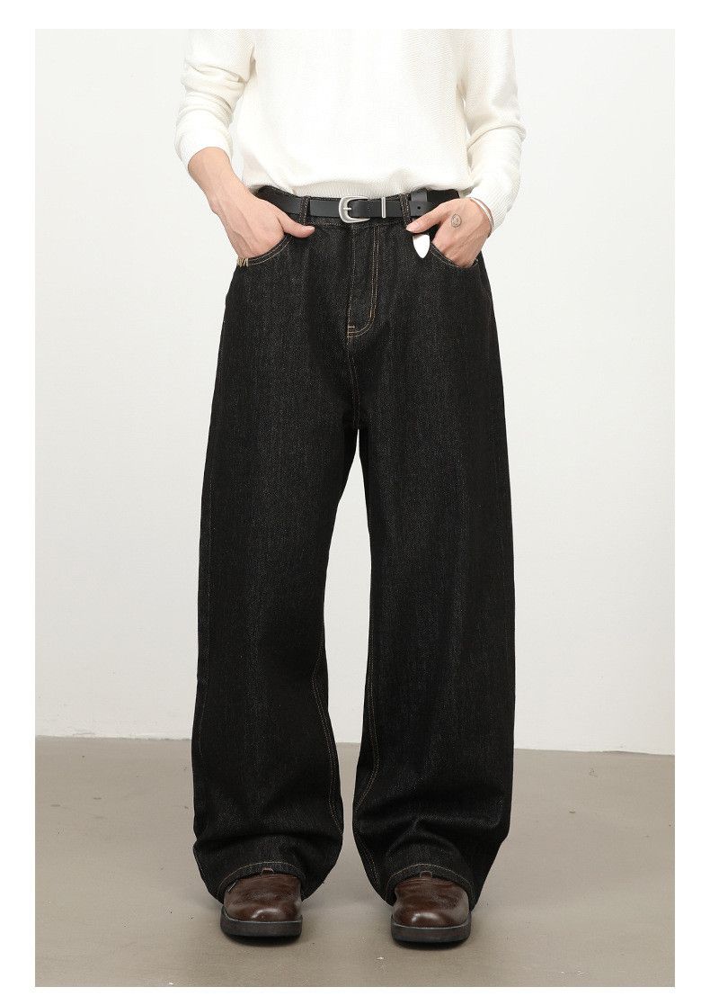Jean Retro Men's Pocket Embroidered Loose Straight Leg Jeans Size US 32 / EU 48 - 1 Thumbnail