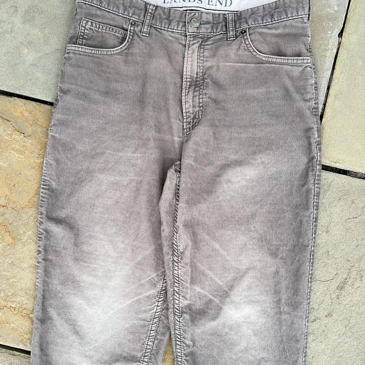 Lands' End Y2K Grey Distressed Corduroy Riveted Jeans Size US 32 / EU 48 - 2 Thumbnail