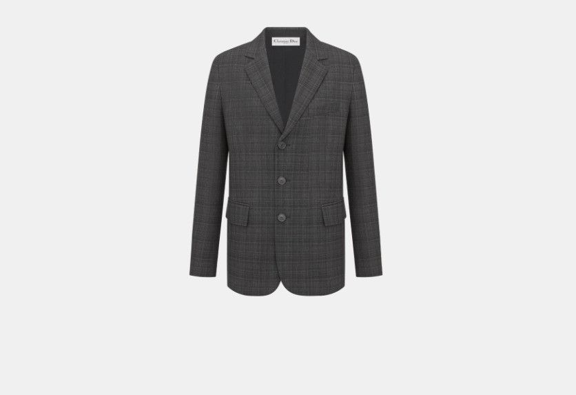 Dior o1w1db10824 Checked Wool Blazer in Grey Size XS / US 0-2 / IT 36-38 - 1 Thumbnail