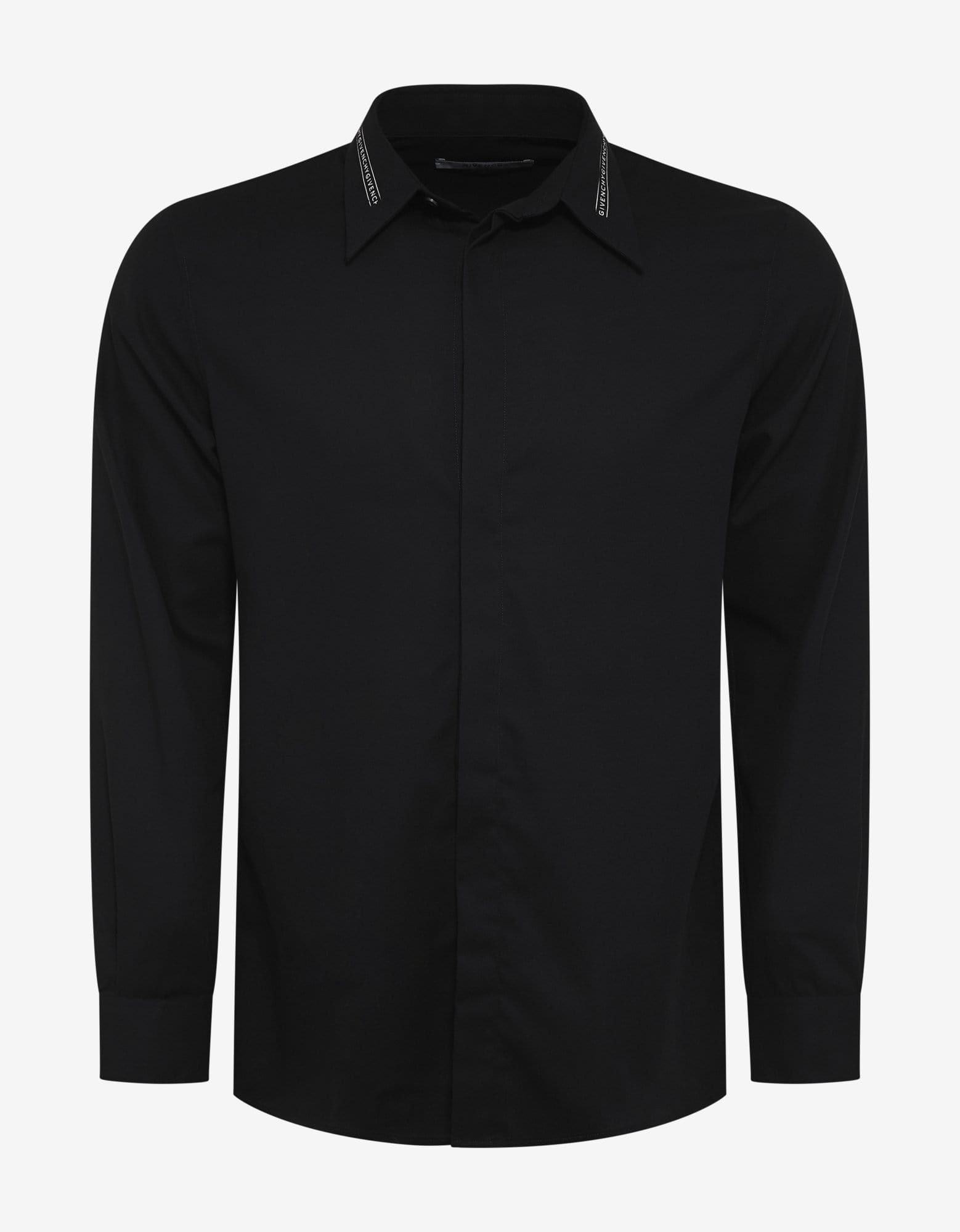 Image of Givenchy Black Logo Collar Shirt Size 42, Men's