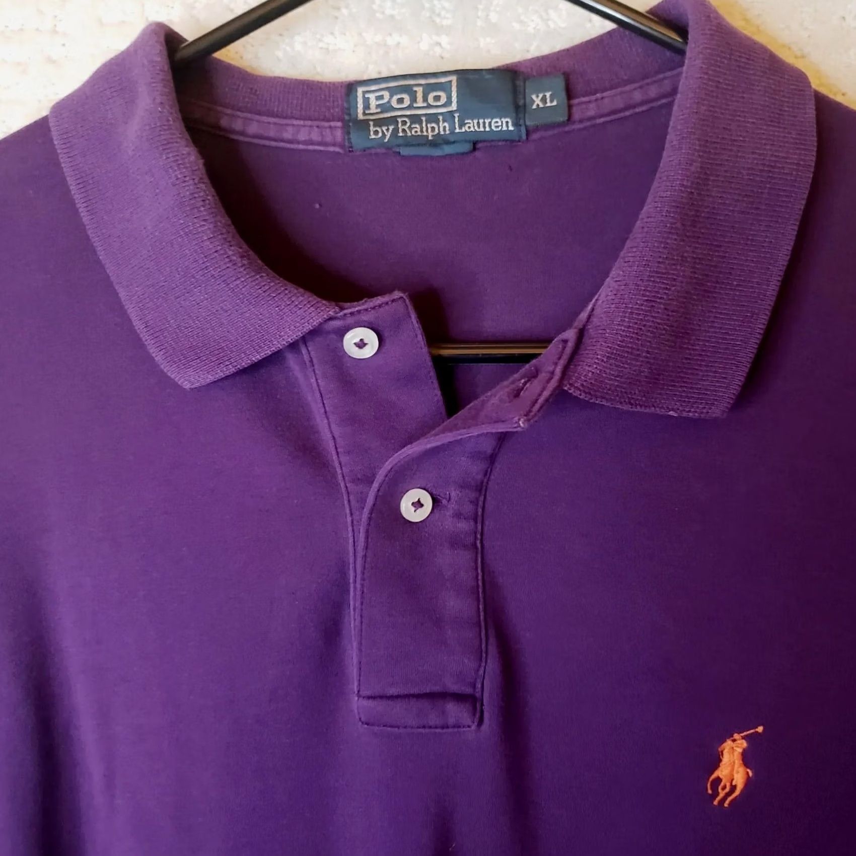 Polo Ralph Lauren Polo Ralph Lauren Polo Shirt Men XL Purple Orange Pony Clemson Tigers 2 Button Knit Crew Neck Short Sleeve Vintage? Size US XL / EU 56 / 4 - 5 Thumbnail