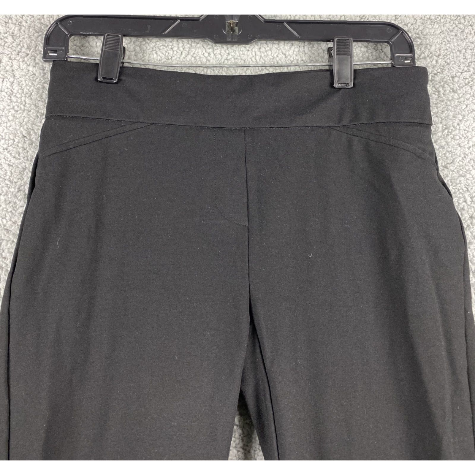 Vintage Dalia Pants Women’s Size S Black Stretch Pull On 27" Inseam Casual Tapered Knit Nylon Blend Silver Drawstring Tip Womens Size 28" / US 6 / IT 42 - 4 Thumbnail