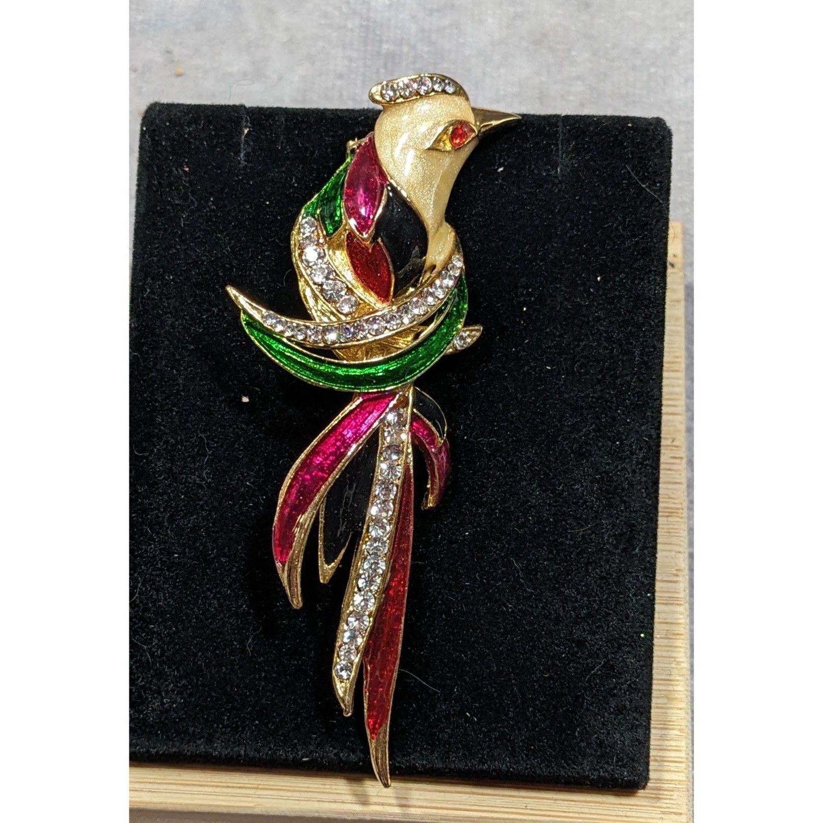 Other Vintage Enamel Rhinestone Rainbow Bird Brooch Signed WEST Size ONE SIZE - 3 Thumbnail