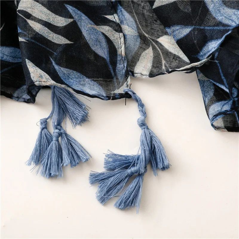 Japanese Brand × Vintage Floral Thin Tassel Viscose Shawl Scarf Lady Size ONE SIZE - 6 Thumbnail