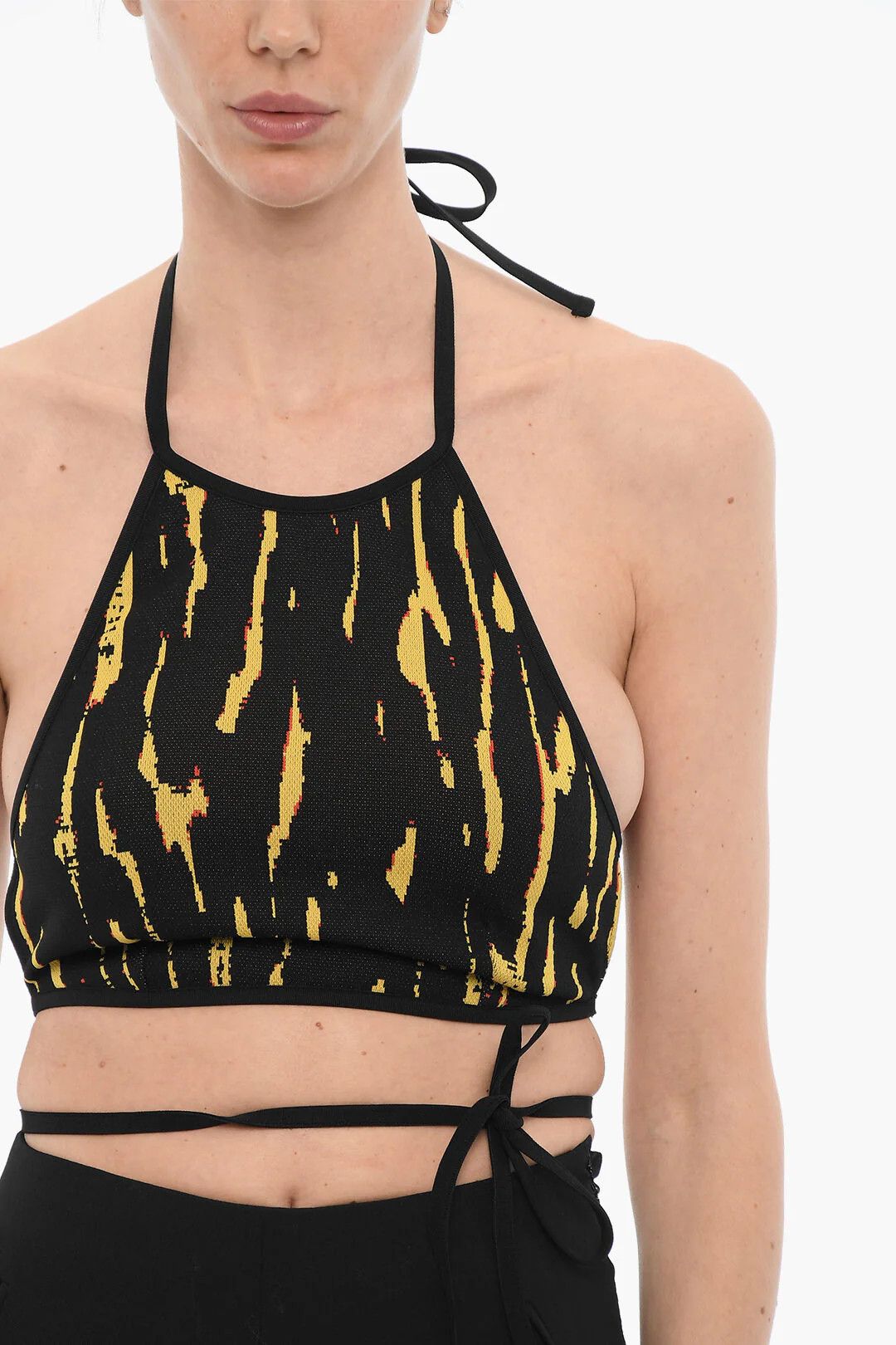 Ambush Design og1mm0426 Jacquard Crop Top in Yellow & Black Size XS / US 0-2 / IT 36-38 - 3 Thumbnail