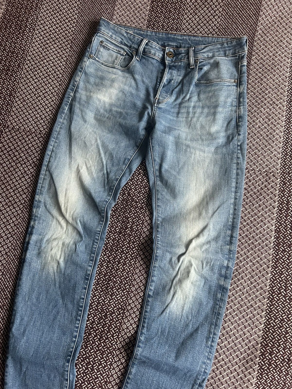 G-Star Vintage G-star Raw 3301 Slim Denim Jeans Washed Faded Sz W31 Size US 31 - 7 Thumbnail