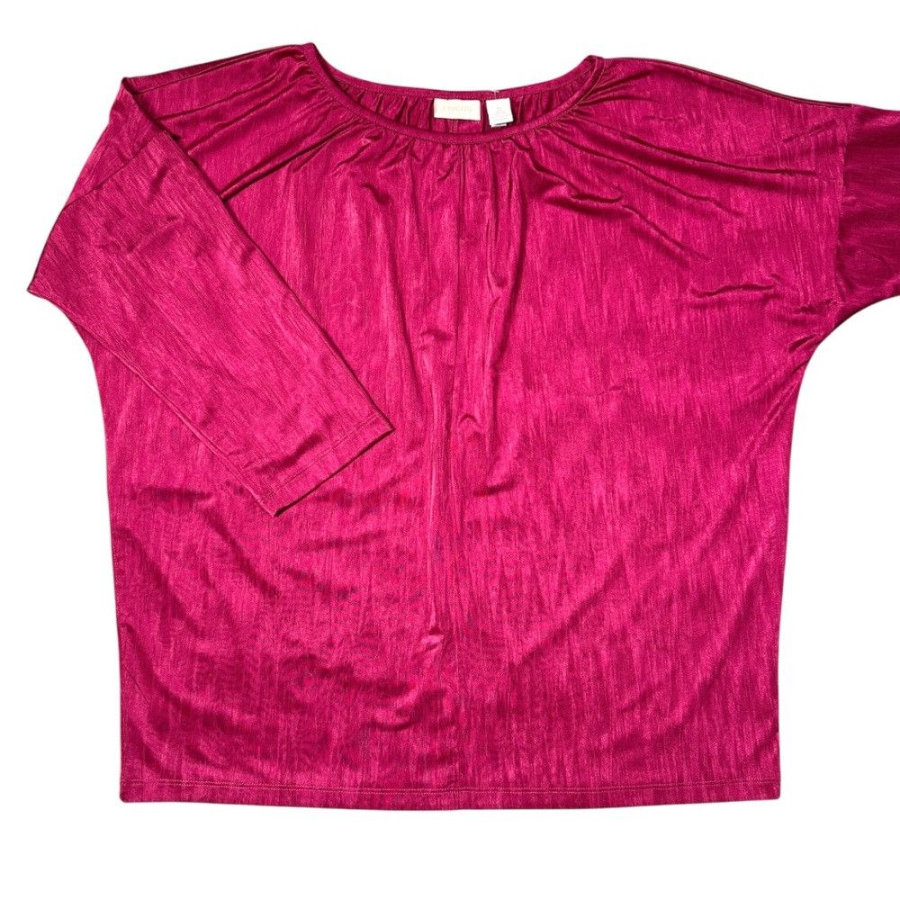 Chicos New Chico's Tukana Raspberry Evening Shine 3/4 Sleeves Top Size L / US 10 / IT 46 - 5 Thumbnail