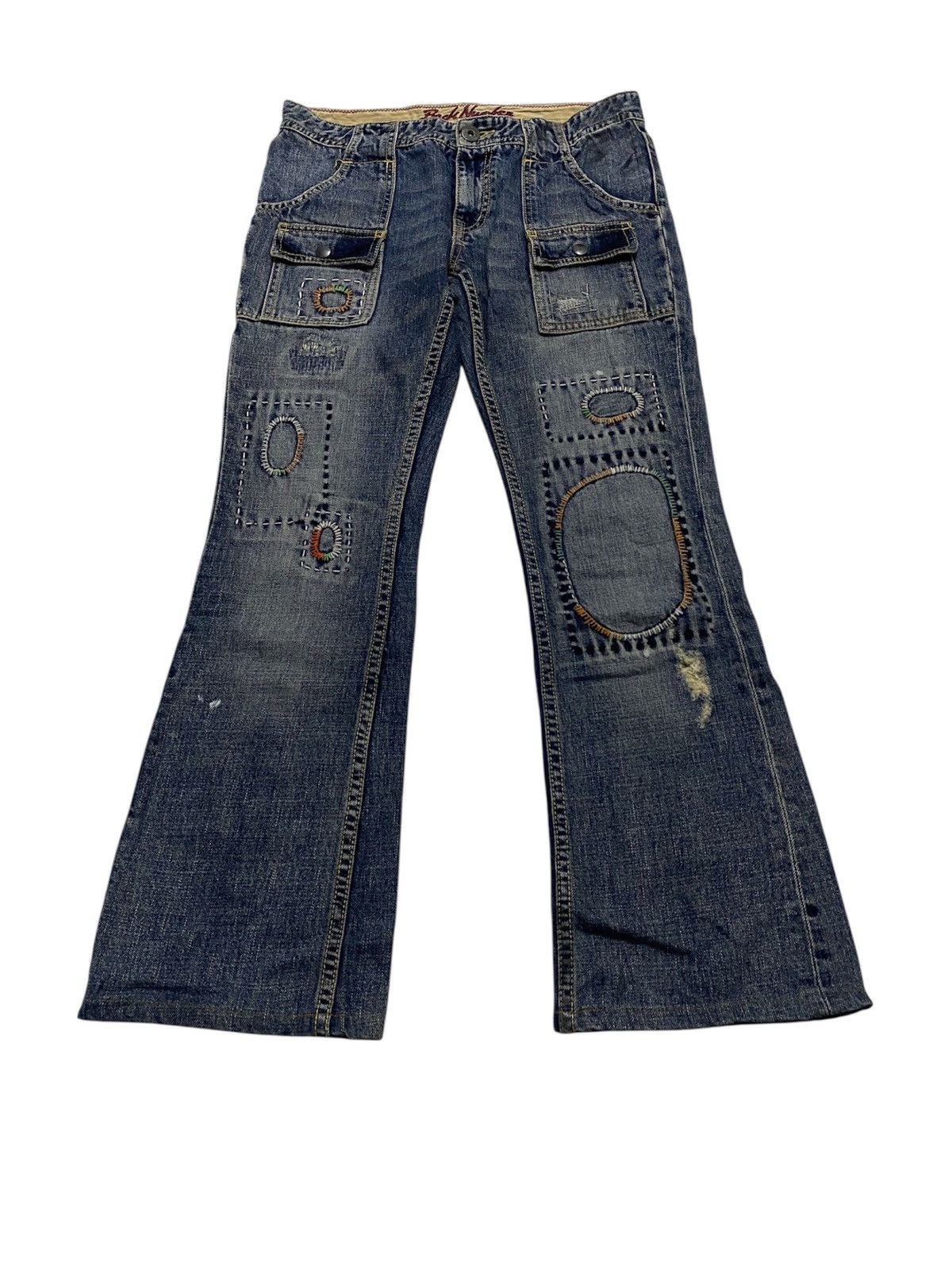 Hysteric Glamour Back Number Sashiko Patchwork Bush Flare Jeans Size US 30 / EU 46 - 2 Thumbnail