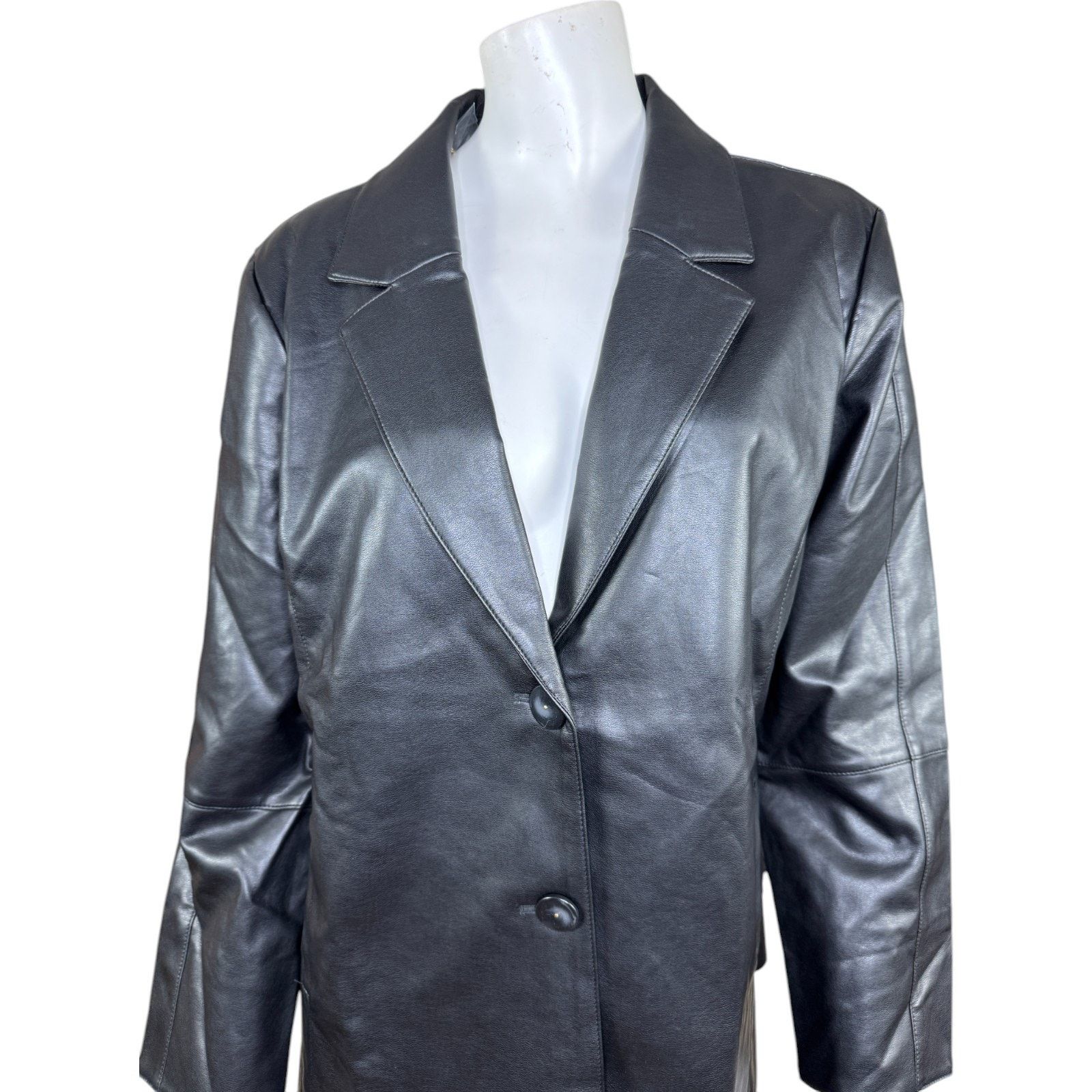 Other Dennis Basso Luxe Faux Leather Jacket Black Large Petite Size S / US 4 / IT 40 - 9 Thumbnail