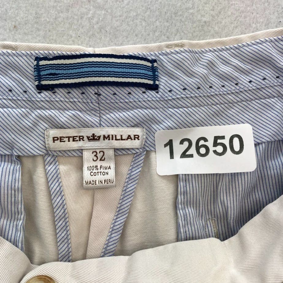 Peter Millar Peter Millar Shorts Mens 32 White Pima Cotton Flat Front Chino Short Mid Rise 9" Size US 32 / EU 48 - 3 Thumbnail