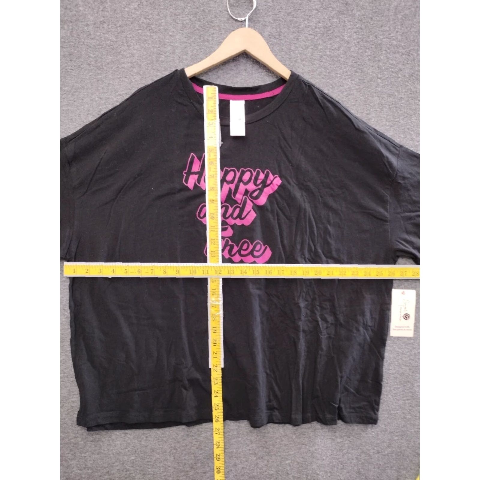 Vintage Secret Treasures Women's T-Shirt Black 2XL Casual Crew Neck Oversized Print Happy and Free Cotton Polyester Spandex 18W-20W Size XXL / US 16-18 / IT 52-54 - 5 Thumbnail