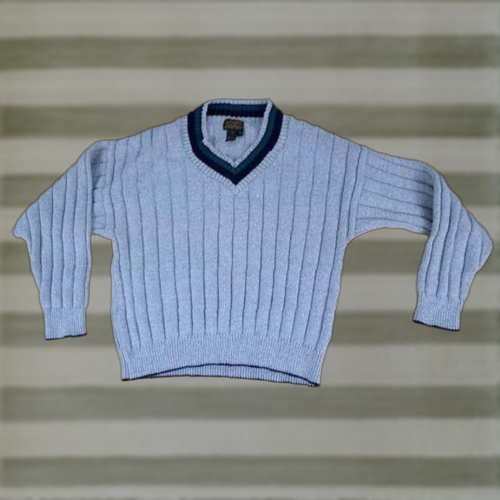 Eddie Bauer Eddie Bauer Tennis Sweaterv-Neck Knit Cotton USA Made Large Gray Pullover Men L V-Neck Knit Footnote: Size US L / EU 52-54 / 3 - 1 Thumbnail