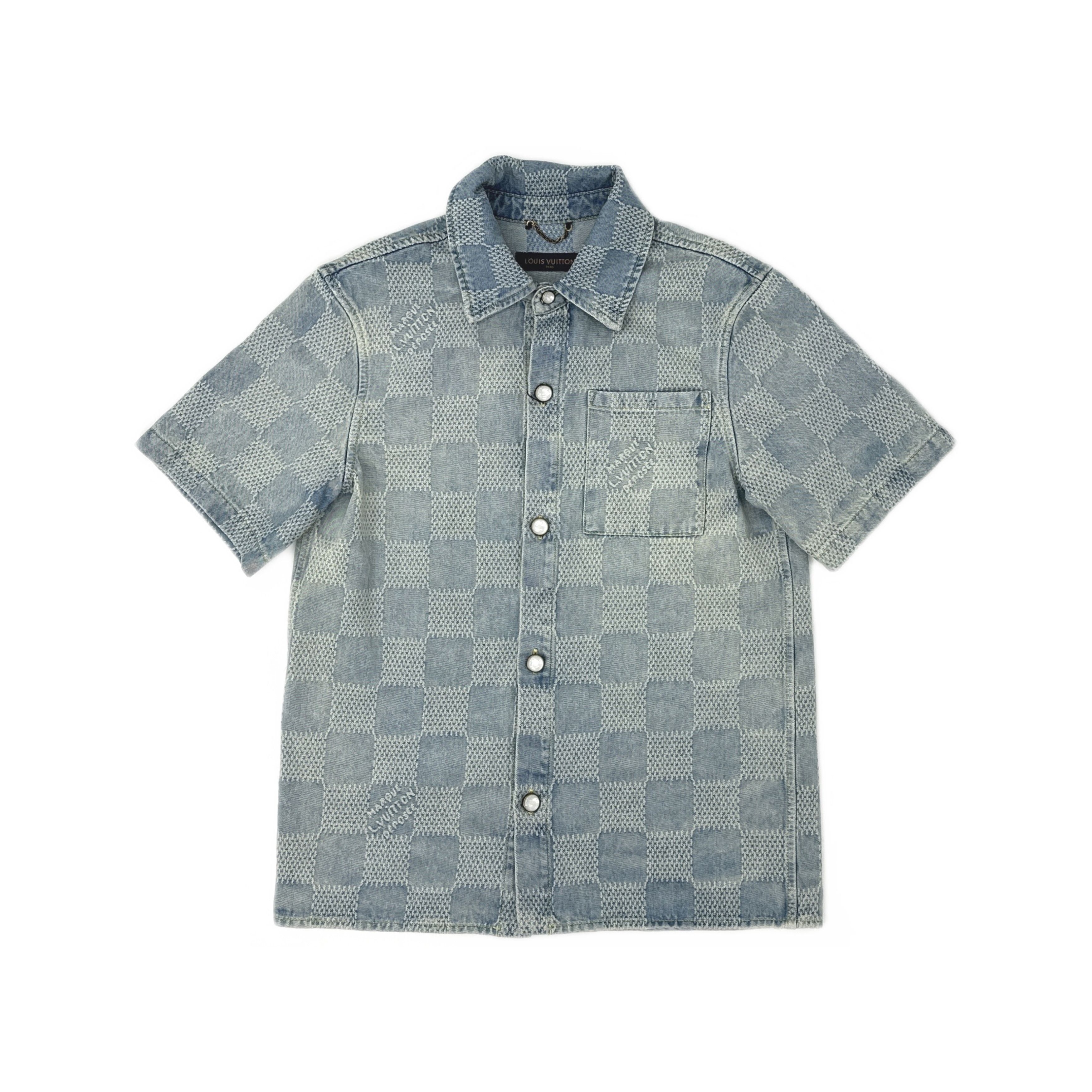 Louis Vuitton Louis Vuitton Checkered Denim Short Sleeve Shirt Size S Size US S / EU 44-46 / 1 - 1 Thumbnail