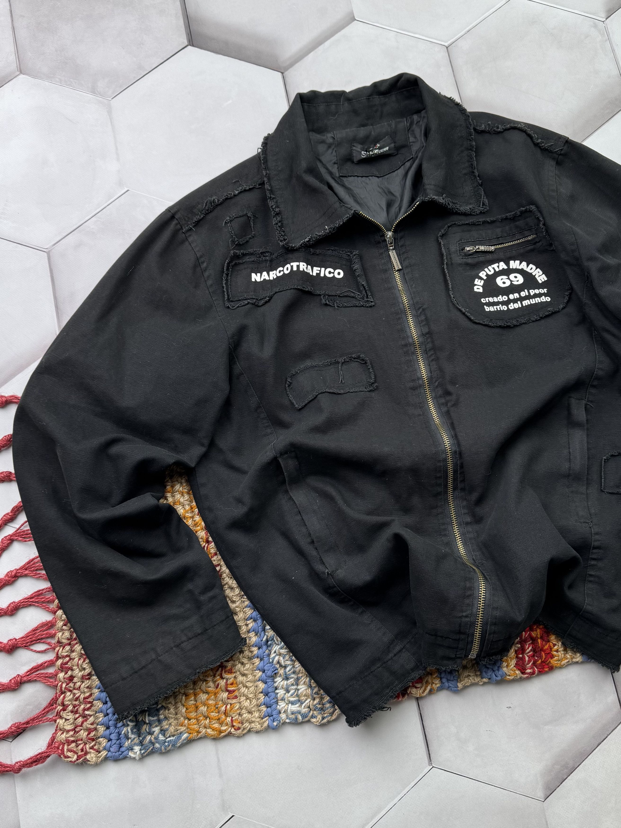 Japanese Brand Vintage Distressed Jacket "Narcotrafico" (E4) Size US M / EU 48-50 / 2 - 3 Thumbnail