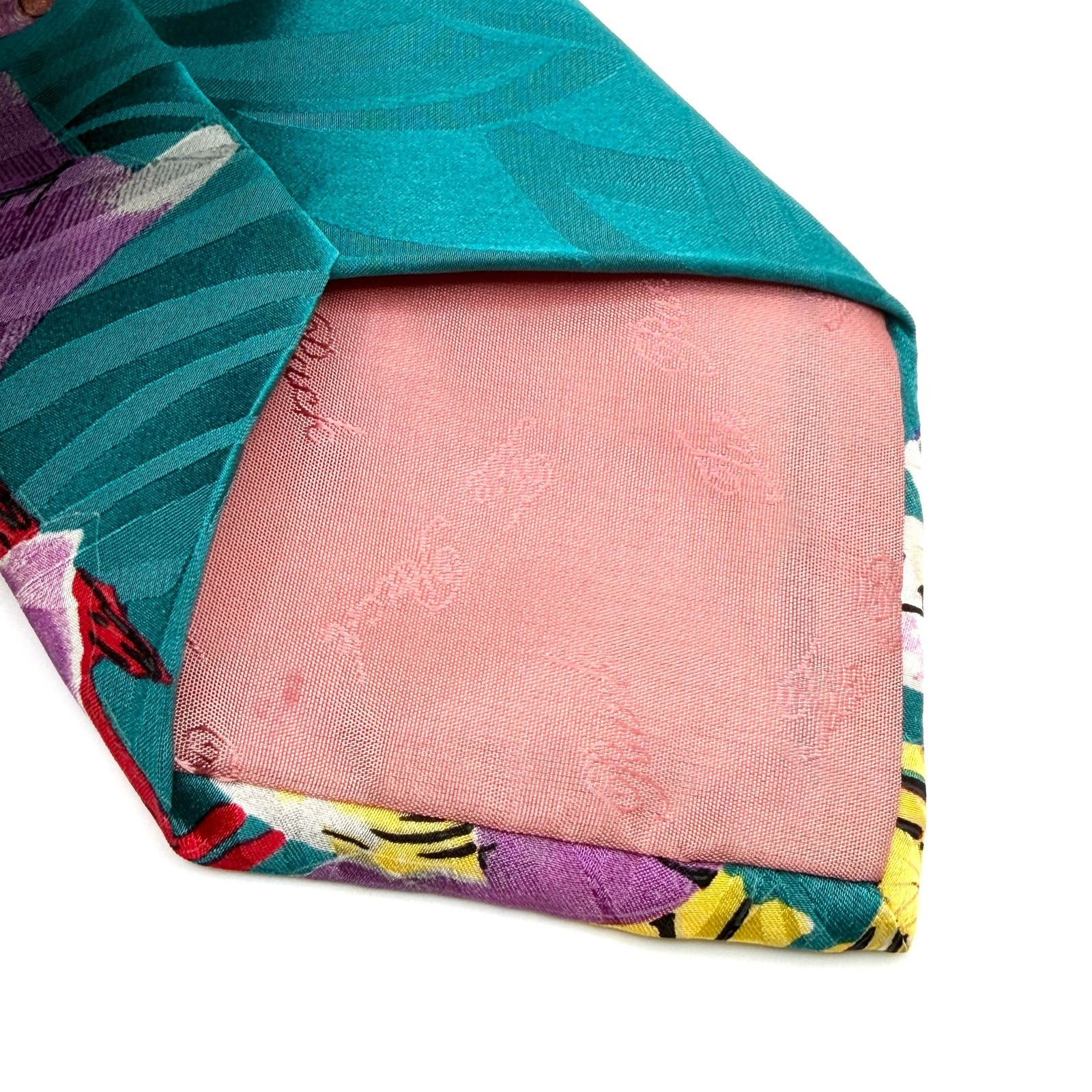 Vintage Vintage 90s Teal 100% Silk Tropical Parrot Print Necktie Size ONE SIZE - 6 Thumbnail
