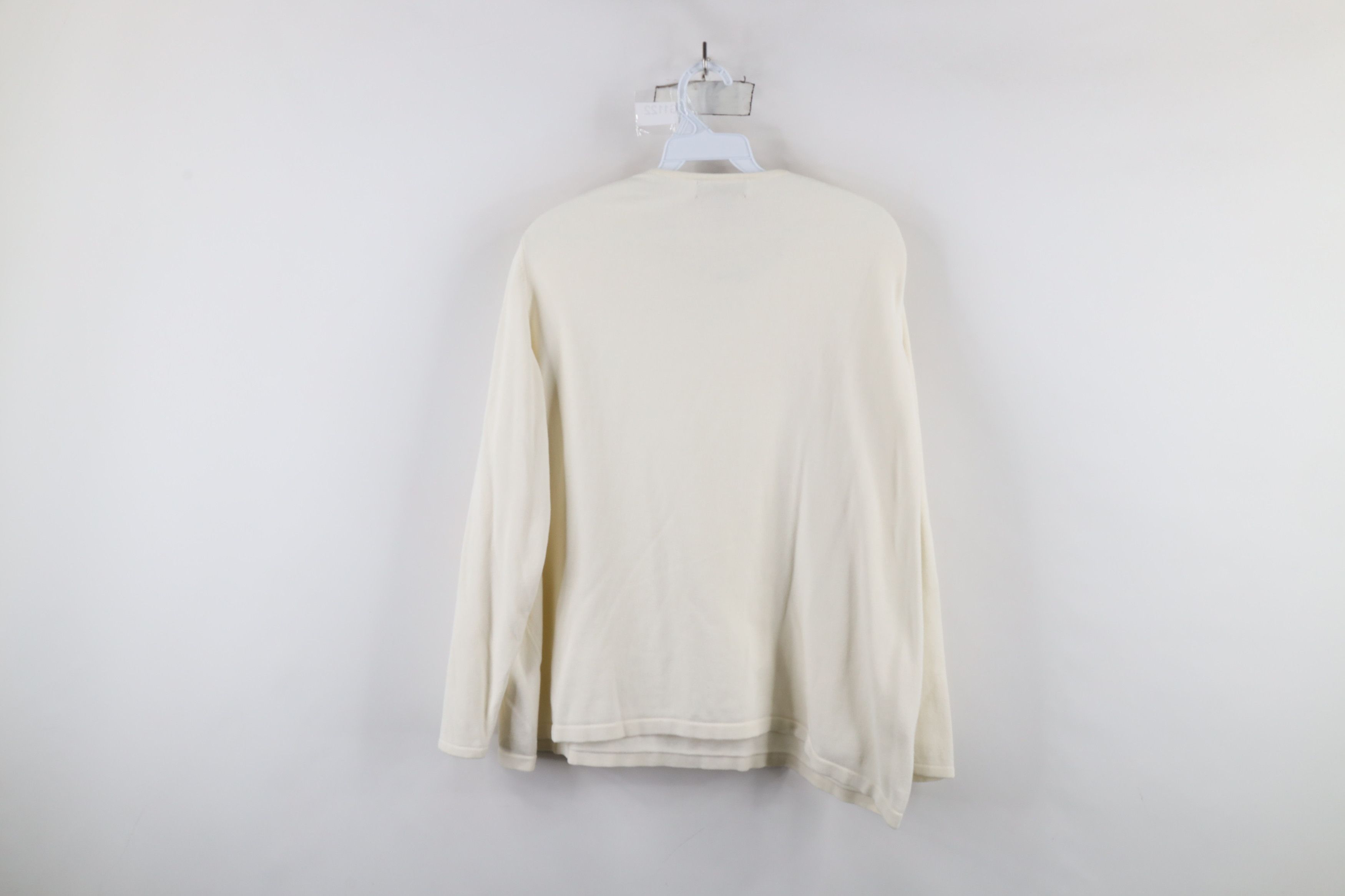 Lands' End × Vintage Vintage 90s Lands End Lightweight Ribbed Knit Sweater Cream Size XXL / US 16-18 / IT 52-54 - 8 Thumbnail
